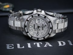 Rolex White Gold Diamond GMT Master II Self-winding Wristwatch Ref 116759-SANR