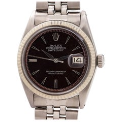Retro Rolex White Gold Stainless Steel Datejust self winding wristwatch, c1963