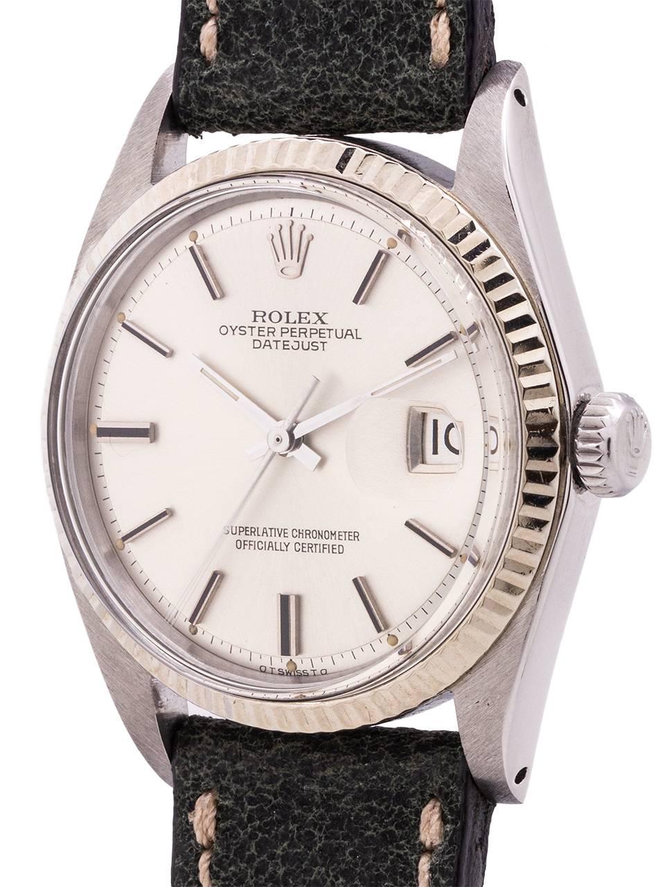 Rolex White Gold Stainless Steel Datejust self winding Wristwatch, circa 1971 In Excellent Condition In West Hollywood, CA