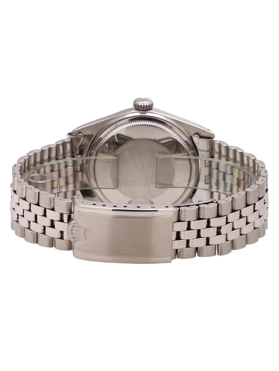 Men's Rolex White Gold Stainless Steel Datejust self winding wristwatch Ref 1601