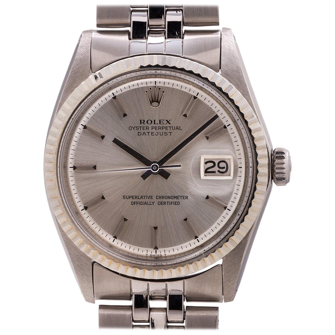 Rolex White Gold Stainless Steel Datejust self winding wristwatch Ref 1601