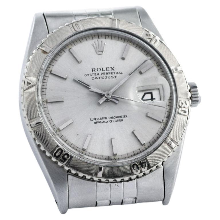 Modern Rolex White Gold Stainless Steel Thunderbird Bezel Watch, Mid 1960's For Sale