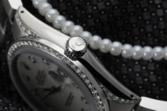 Rolex White Pearl Datejust Stainless Steel Natural Diamonds Bezel & lugs 16030