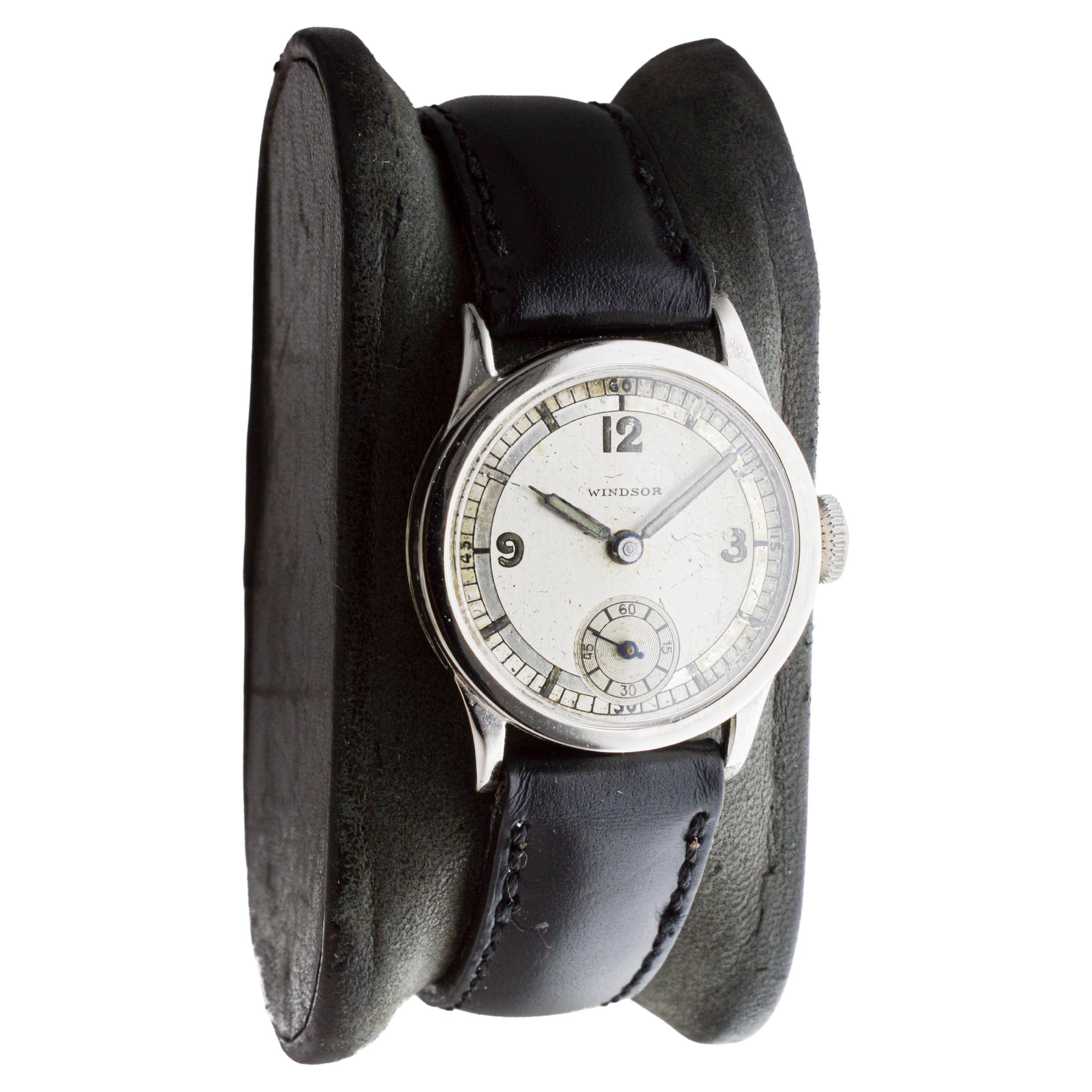 Rolex Windsor Stainless Steel Art Deco Watch with Original Dial and Hands 1930's In Excellent Condition For Sale In Long Beach, CA