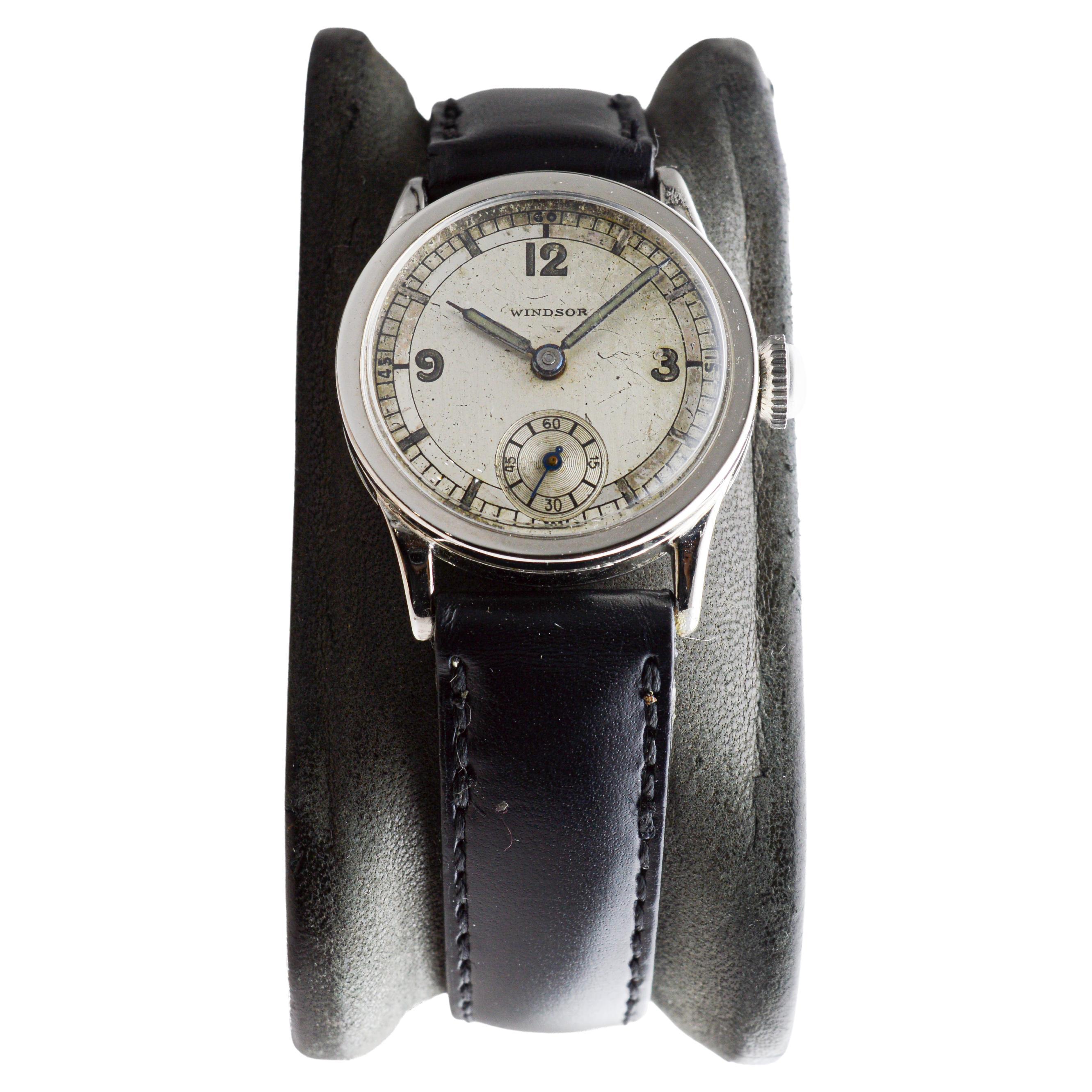 Women's Rolex Windsor Stainless Steel Art Deco Watch with Original Dial and Hands 1930's For Sale