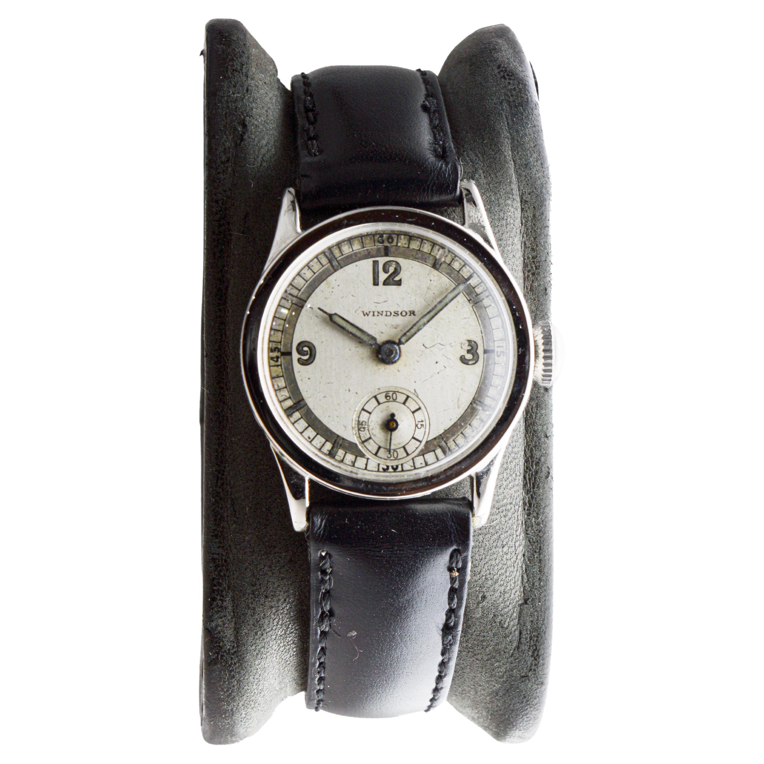 Rolex Windsor Stainless Steel Art Deco Watch with Original Dial and Hands 1930's For Sale