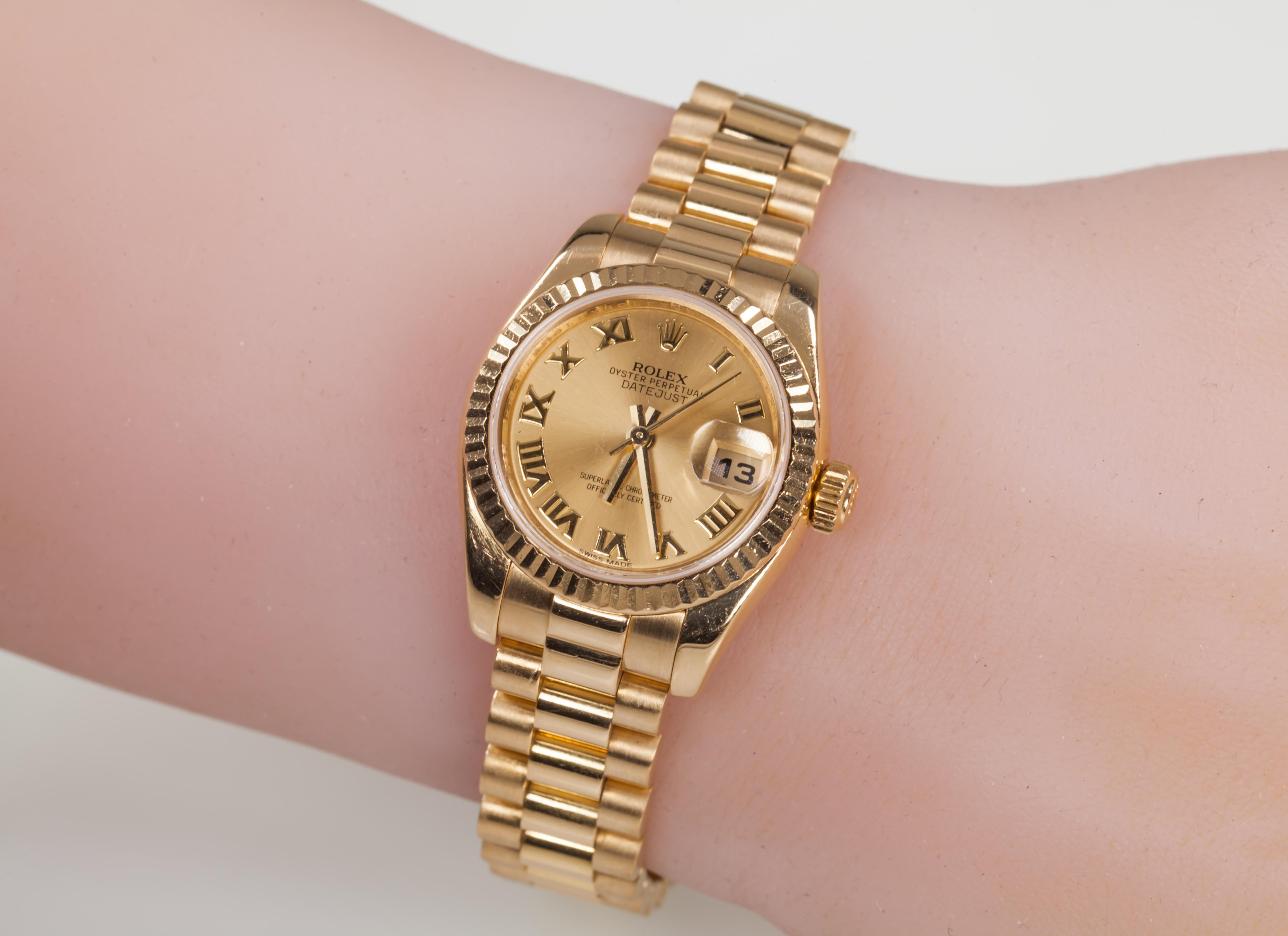 Rolex Women's 18 Karat Yellow Gold President OPDJ Automatic Watch 179178 2