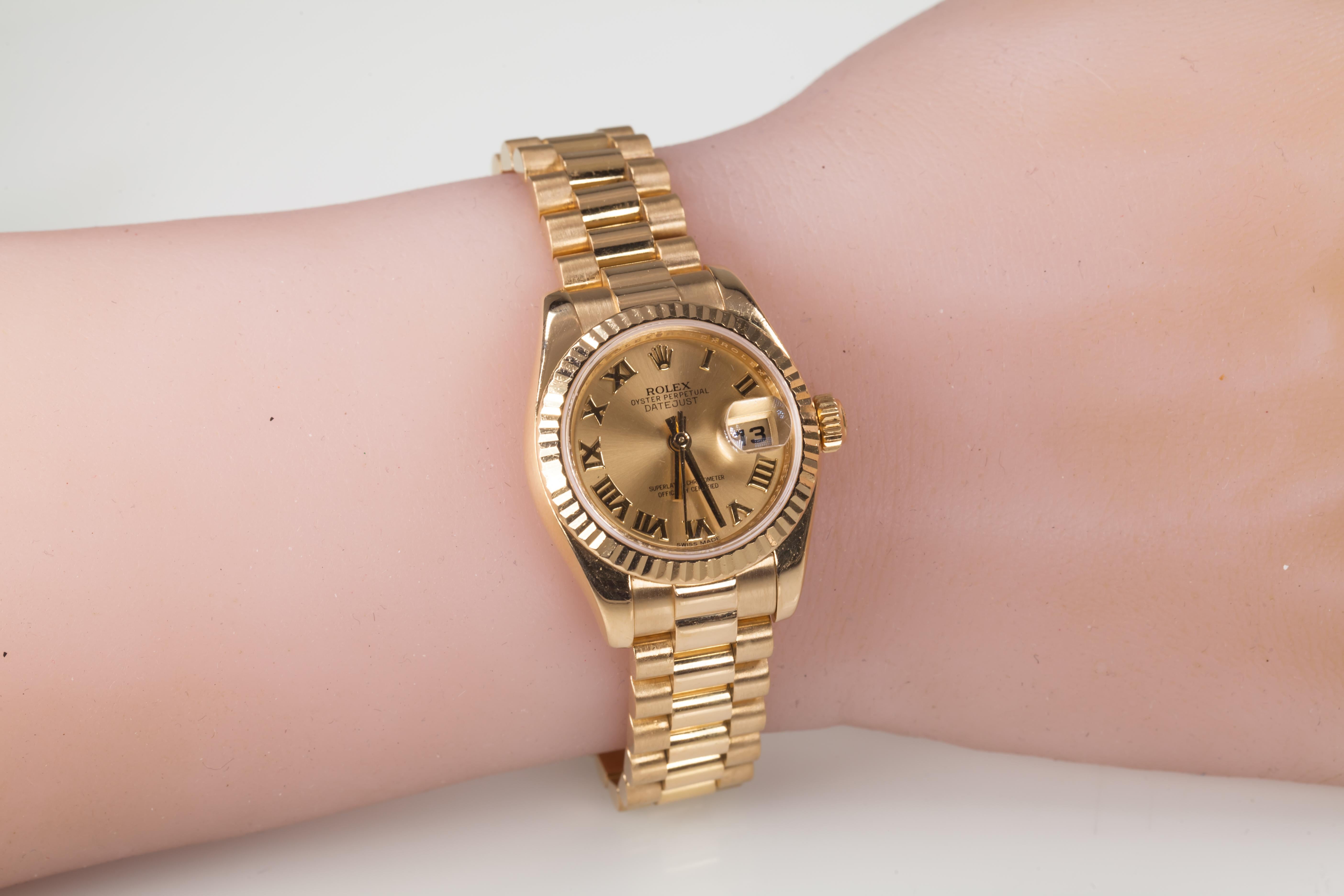 Rolex Women's 18 Karat Yellow Gold President OPDJ Automatic Watch 179178 3