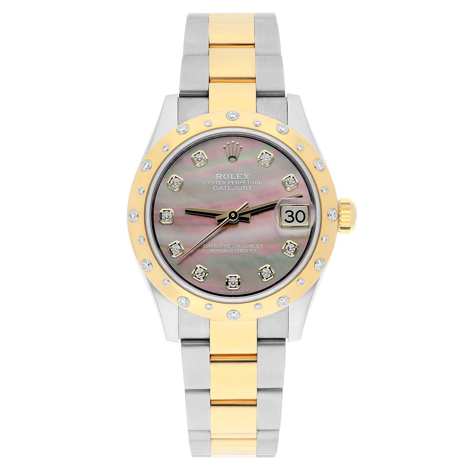 Watch has been professionally polished and does not have any visible scratches or blemishes. Sale comes with a Rolex box and Rolex warranty card dated in 2019 and our in house 1 year mechanical warranty.

Watch Information: 31mm yellow Rolesor case