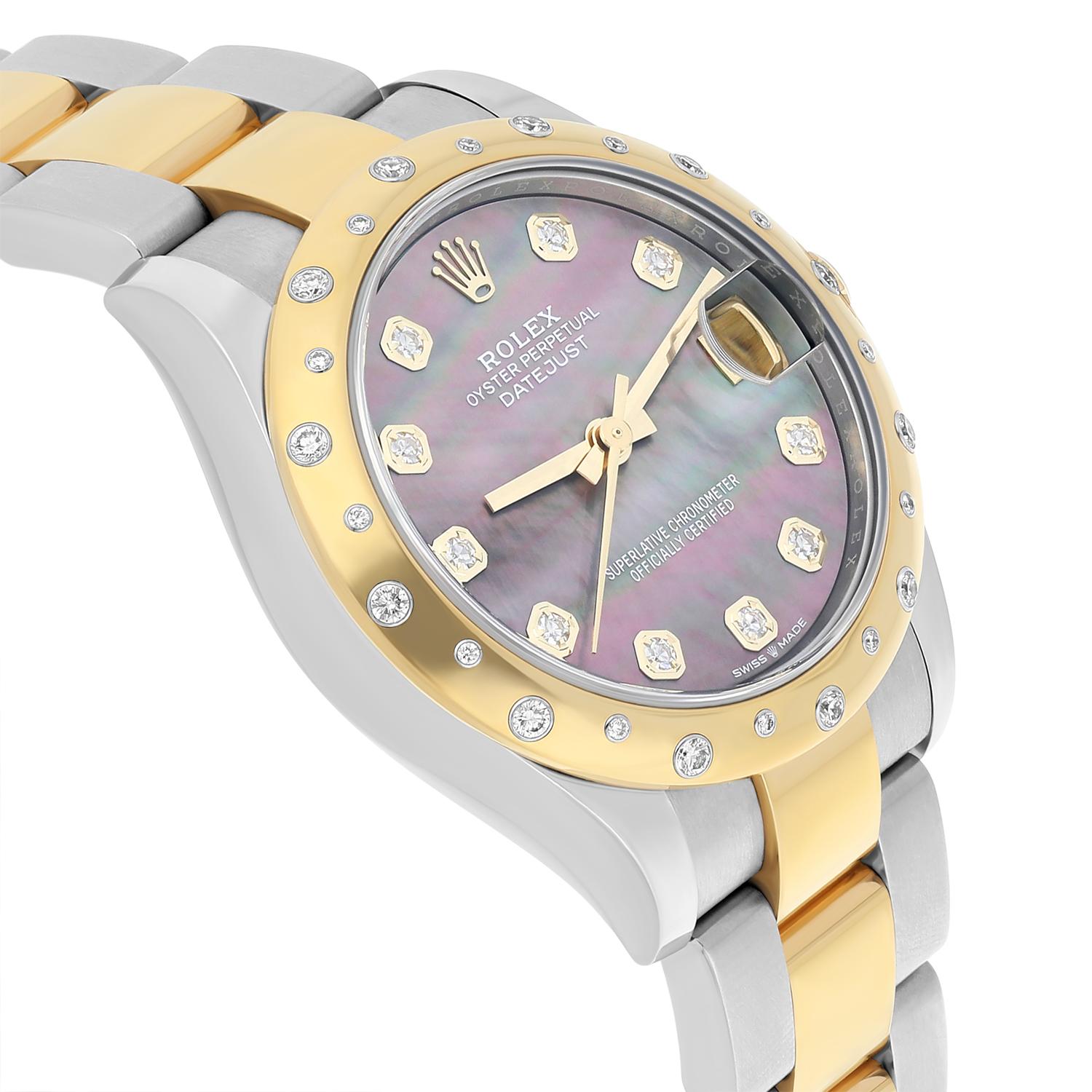 Rolex Women's Datejust 31 278343RBR Black Mother of Pearl Diamond Oyster Mint 1