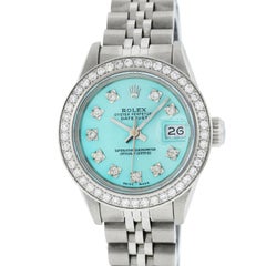 Rolex Women's Datejust Watch Stainless Steel Ice Blue Diamond Dial