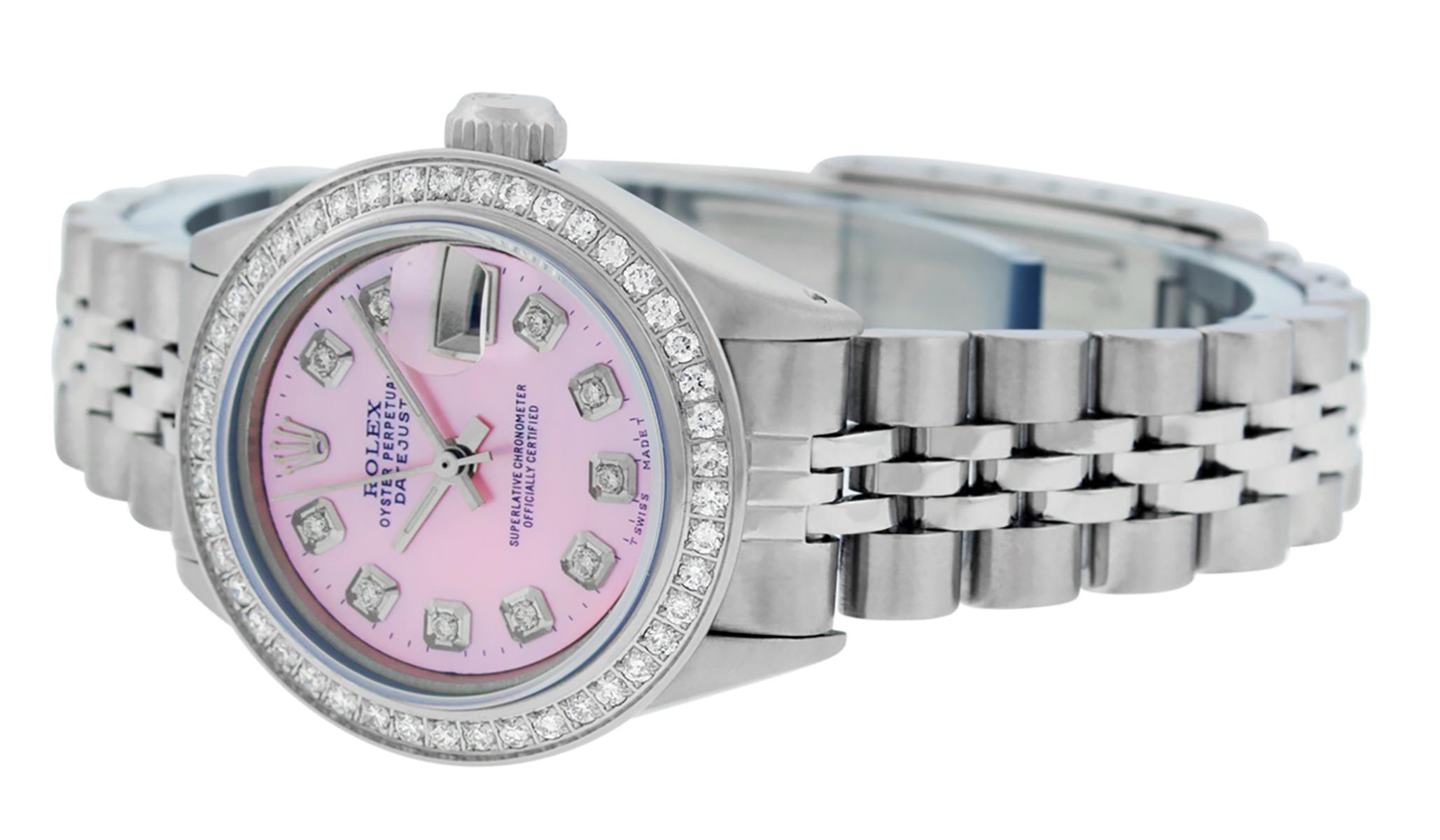 Rolex Women's Datejust Watch Stainless Steel Pink Mother of Pearl Diamond Dial 2