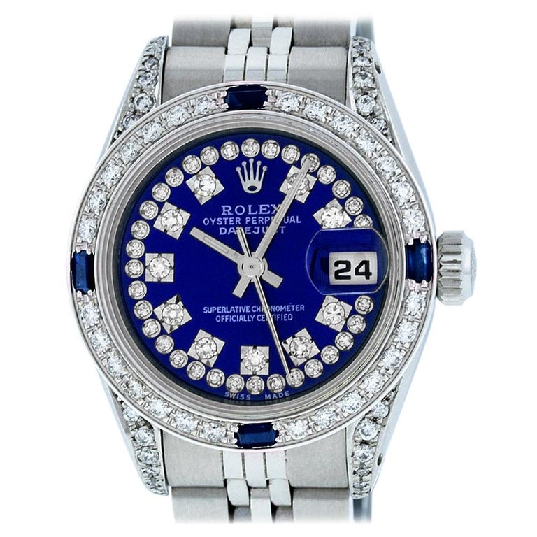Rolex Women's Datejust Watch Steel/18 Karat Gold Blue Diamond Dial