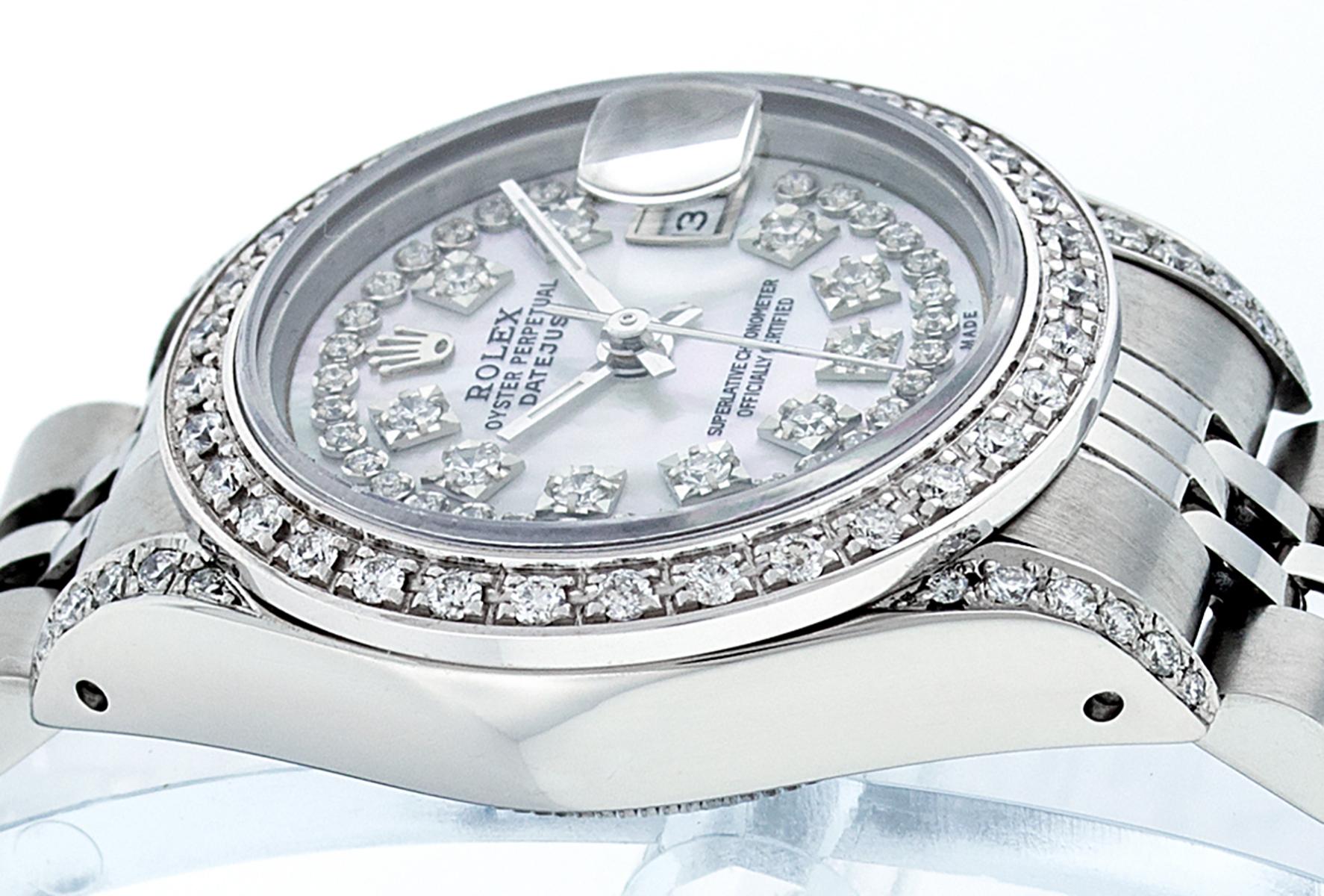 Rolex Women's Datejust Watch Steel / 18 Karat White Gold MOP String Diamond Dial 4