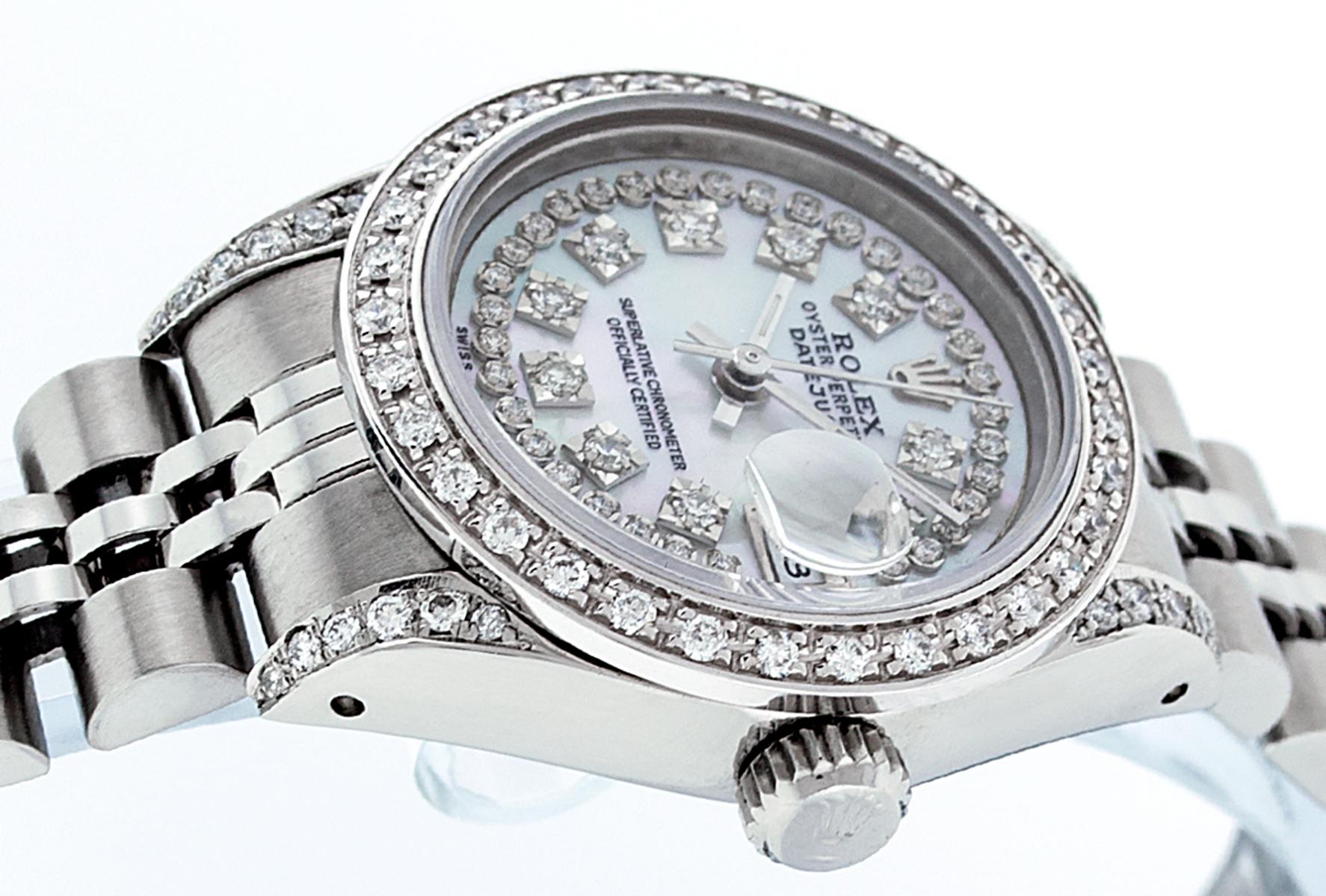 Rolex Women's Datejust Watch Steel / 18 Karat White Gold MOP String Diamond Dial 5