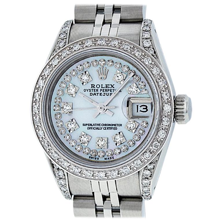 Rolex Women's Datejust Watch Steel / 18 Karat White Gold MOP String Diamond Dial
