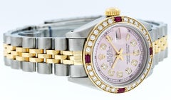 Rolex Women's Datejust Watch Steel / 18 Karat Yellow Gold Pink Diamond Dial Ruby