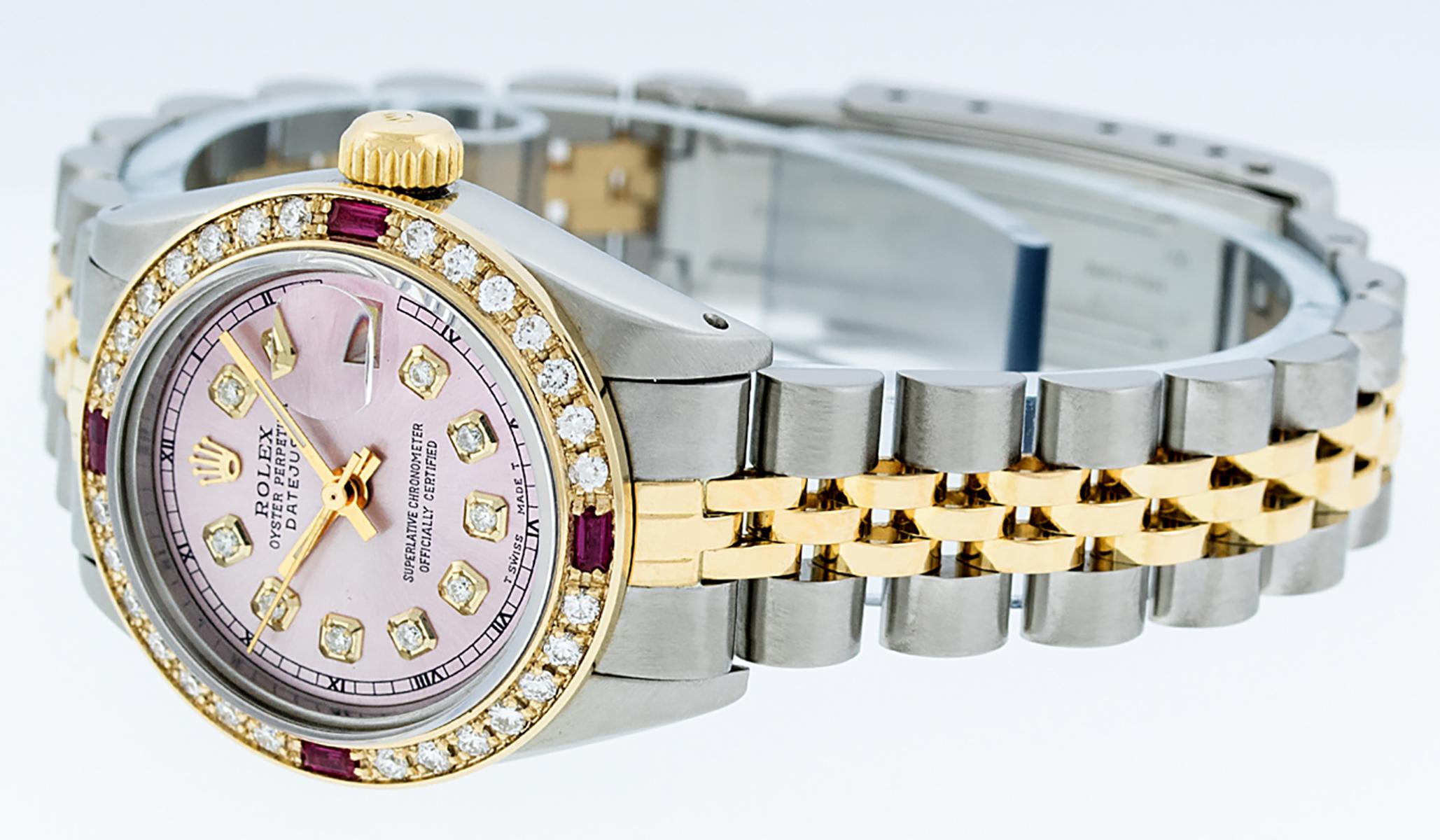 Rolex Women's Datejust Watch Steel / 18 Karat Yellow Gold Pink Diamond Dial Ruby 3