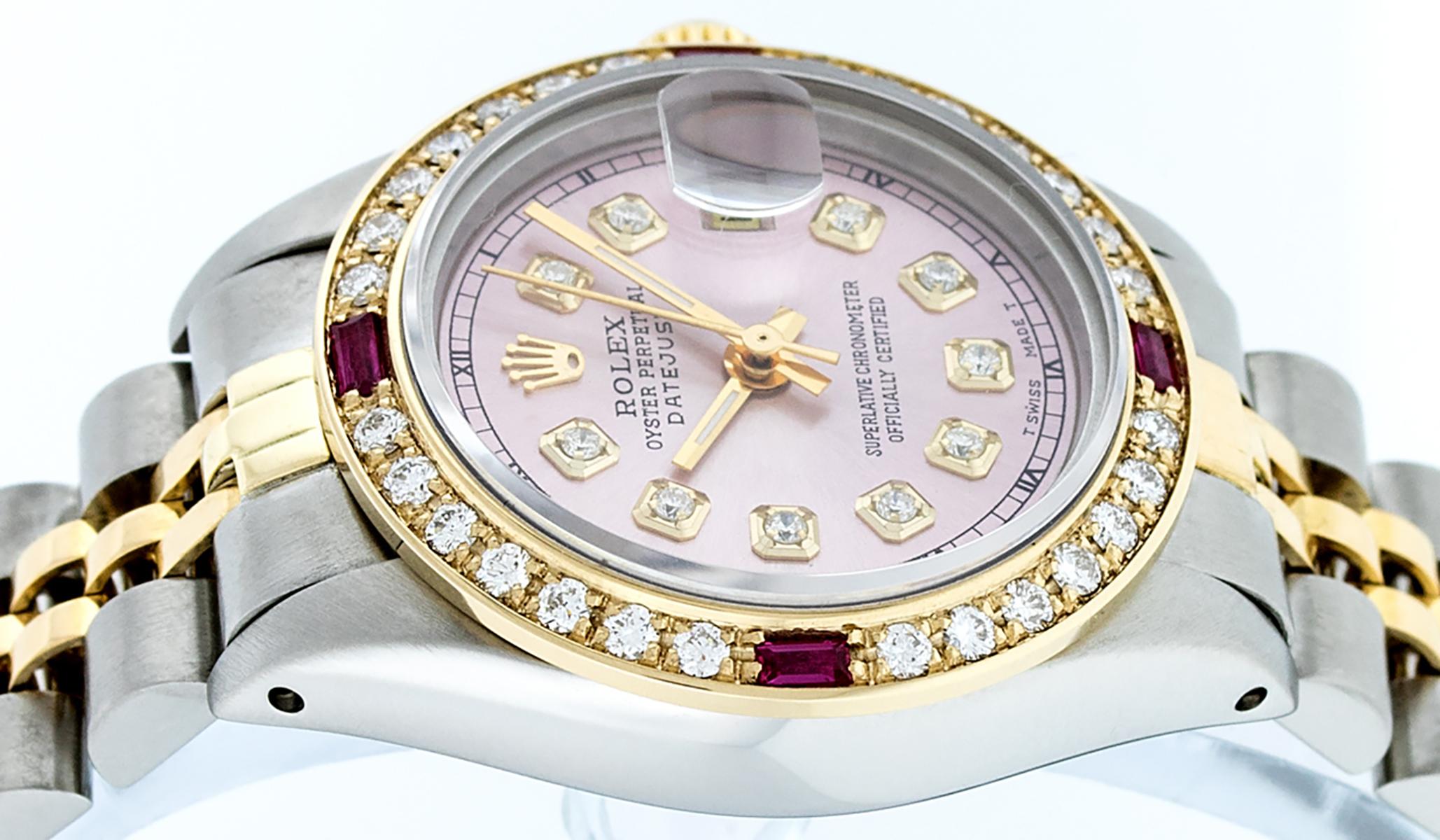 Rolex Women's Datejust Watch Steel / 18 Karat Yellow Gold Pink Diamond Dial Ruby 4