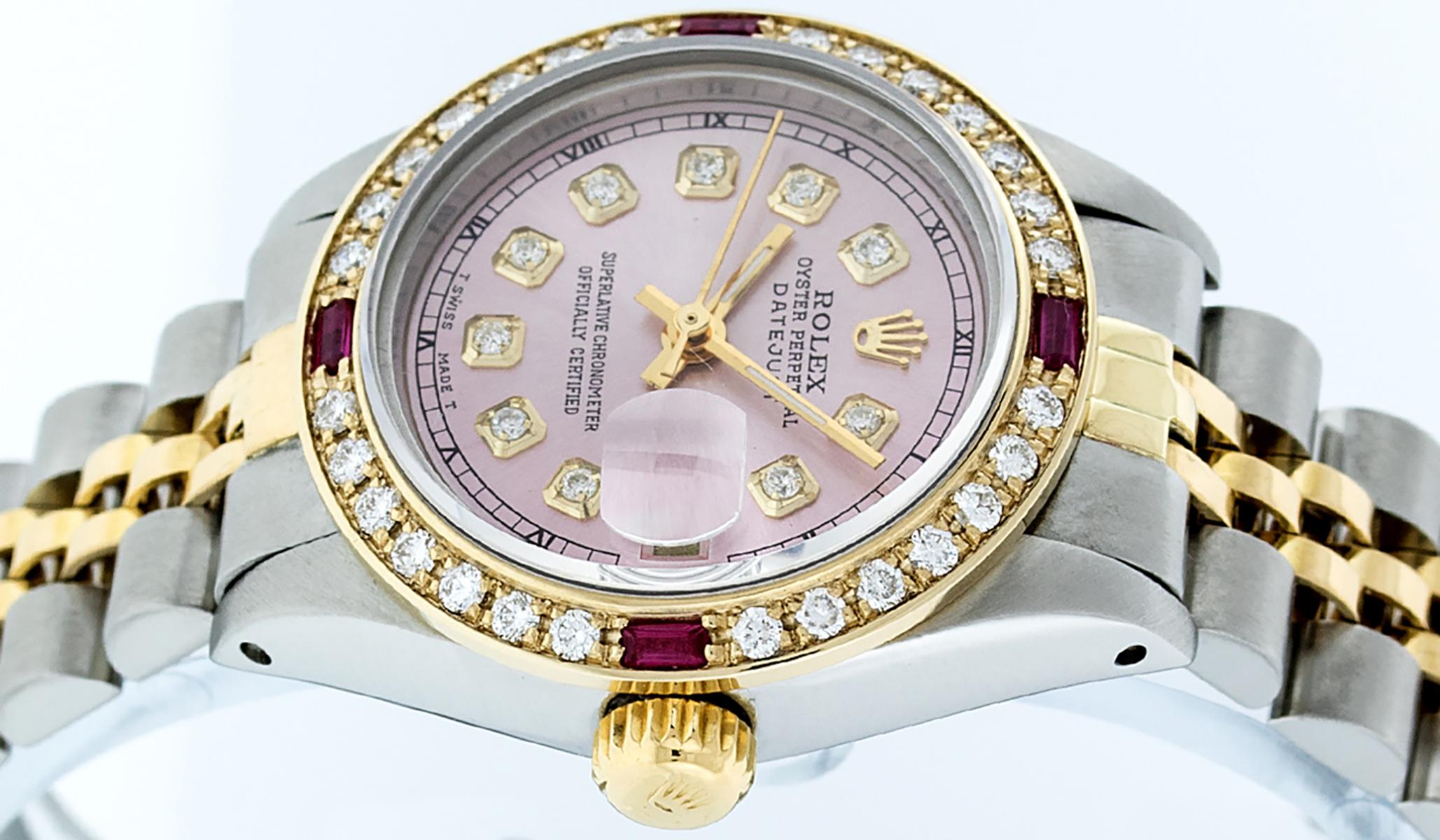 Rolex Women's Datejust Watch Steel / 18 Karat Yellow Gold Pink Diamond Dial Ruby 5