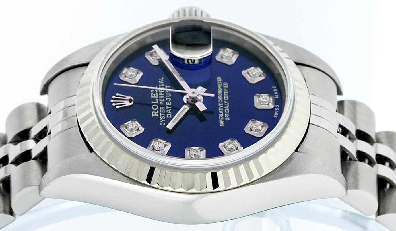 Rolex Women's Datejust Watch Steel / 18 Karat White Gold Blue Diamond Dial 4