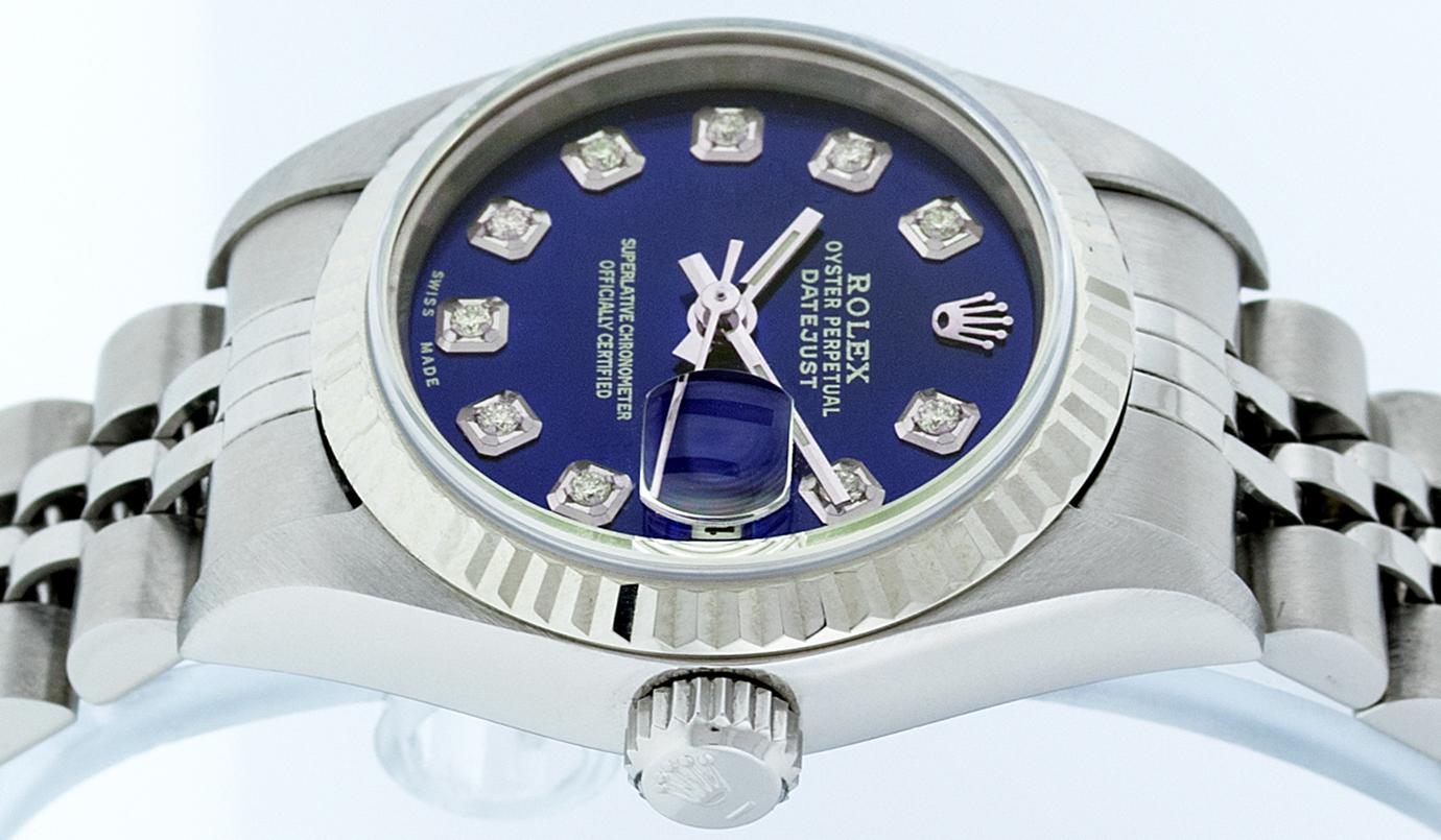 Rolex Women's Datejust Watch Steel / 18 Karat White Gold Blue Diamond Dial 5