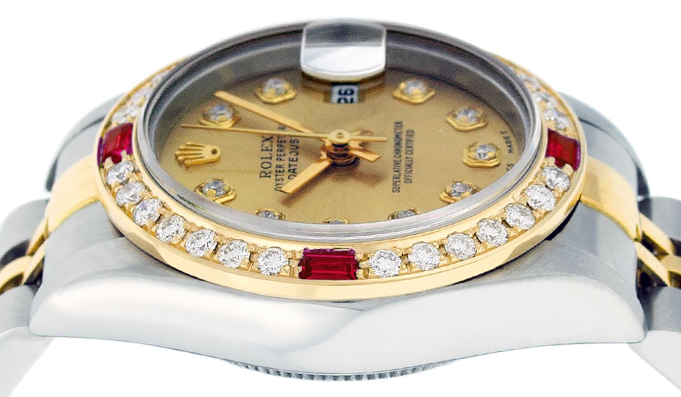 Rolex Women's Datejust Watch Steel / 18K Yellow Gold Champagne Diamond Dial Ruby 4