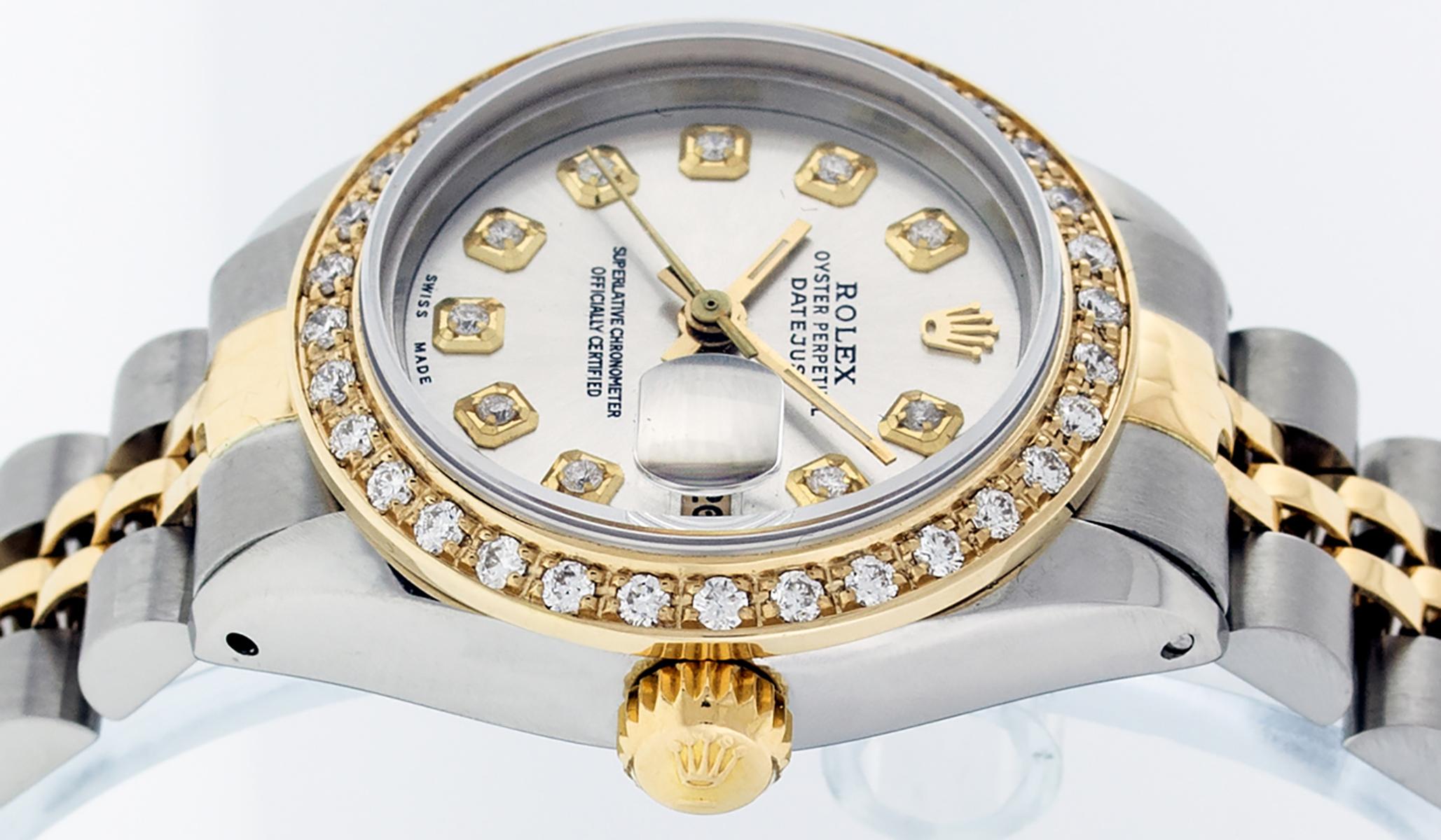 Rolex Women's Datejust Watch Steel / 18 Karat Yellow Gold Silver Diamond Dial 4