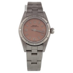 Reloj automático Rolex Oyster de acero inoxidable para mujer Esfera rosa 76030