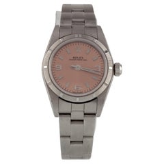 Rolex Montre Oyster automatique en acier inoxydable avec cadran rose, pour femmes 76030