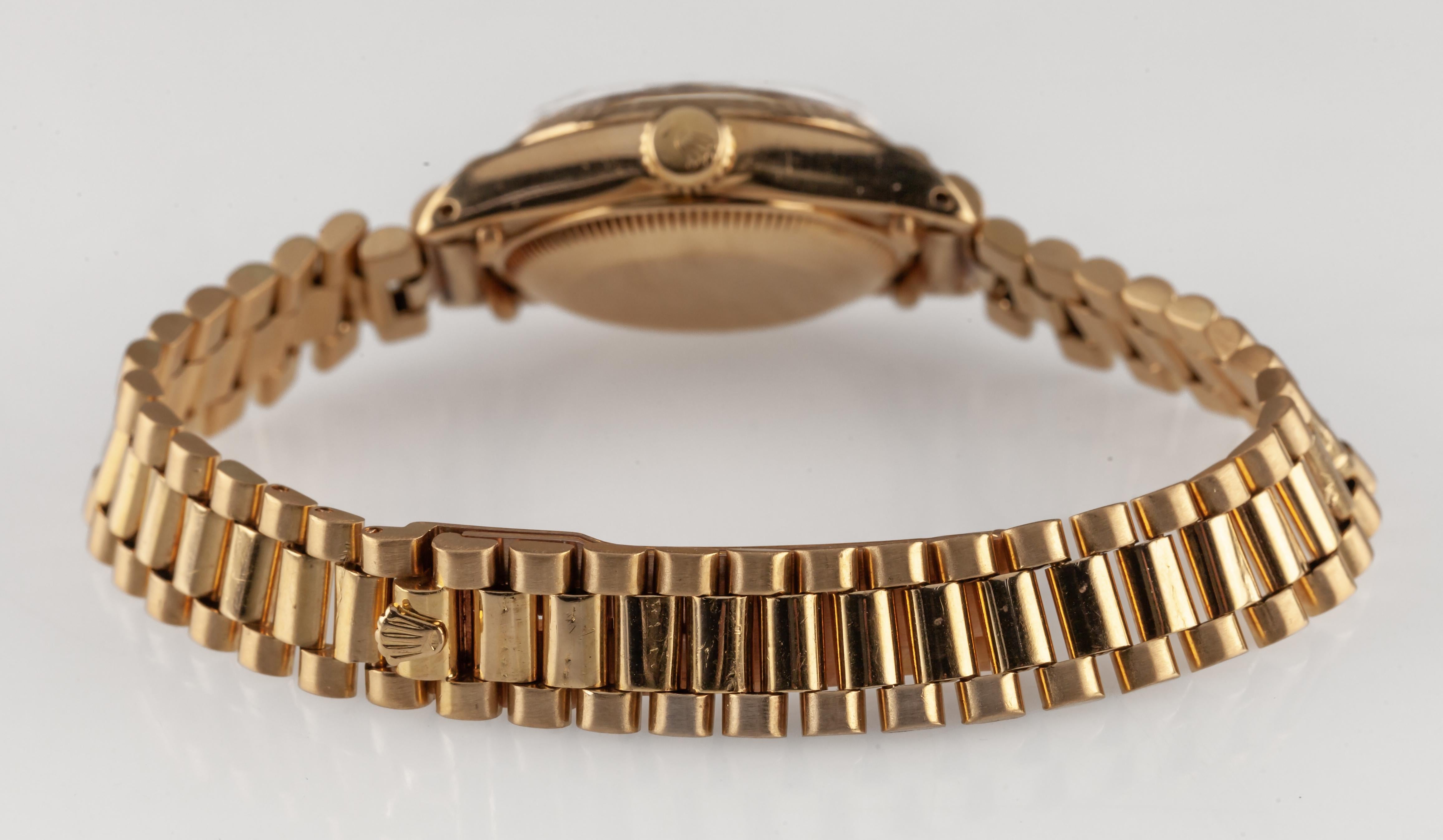 Rolex Women's President 18k Yellow Gold OPDJ 6917 Diamond Dial 1981 For Sale 1