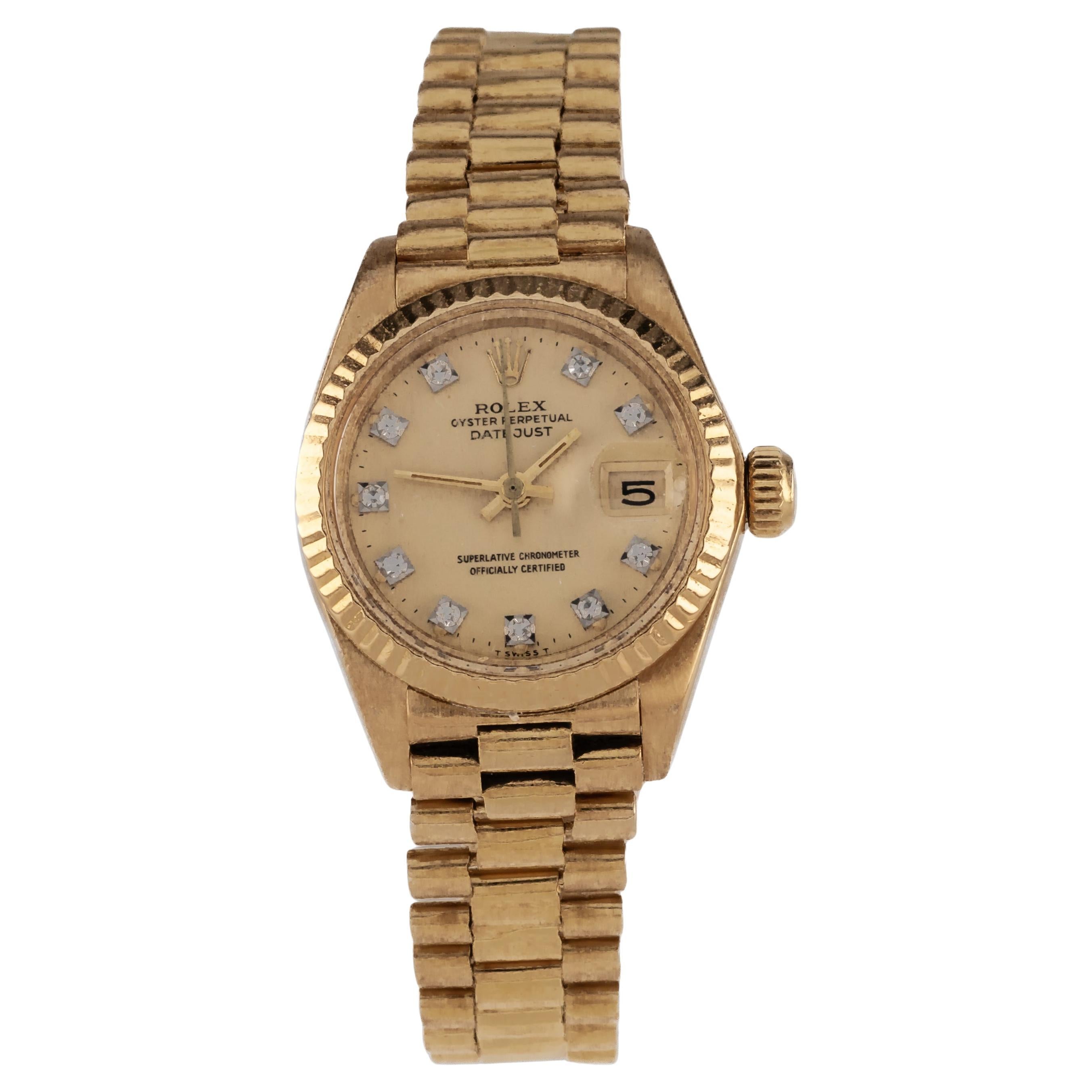 Rolex Women's President 18k Yellow Gold OPDJ 6917 Diamond Dial 1981