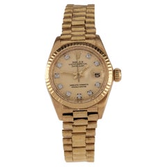 Rolex Women's President 18k Yellow Gold OPDJ 6917 Diamond Dial 1981