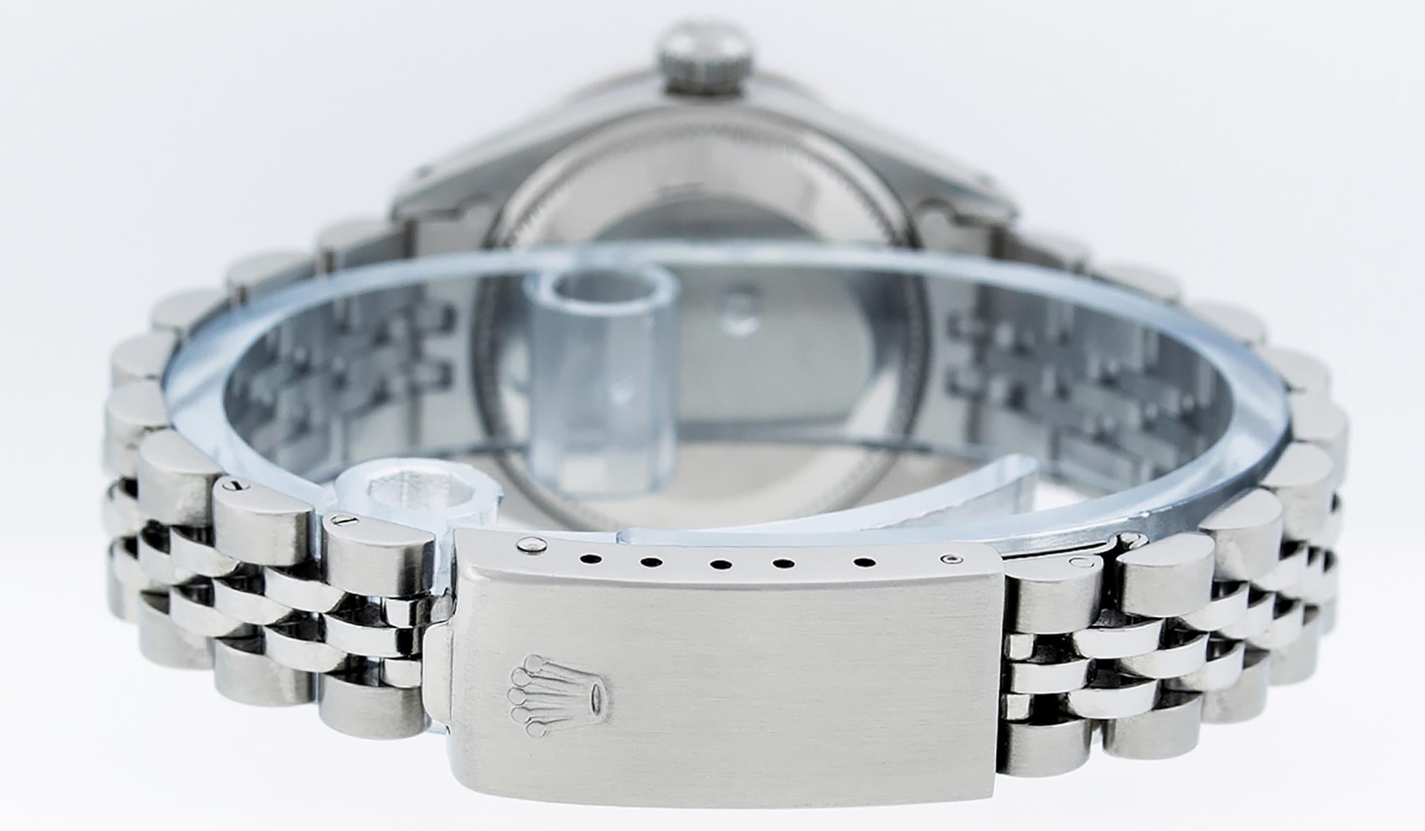 Rolex Women's Steel 18 Karat Gold MOP Diamond and Sapphire Datejust Wristwatch 5