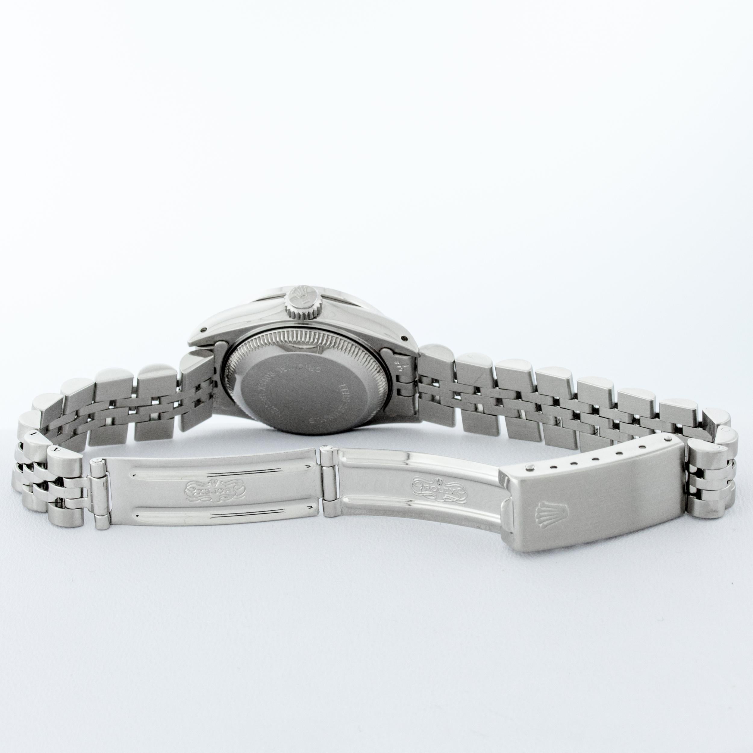 Rolex Women's Steel 18 Karat Gold Green Diamond and Emerald Datejust Wristwatch 5