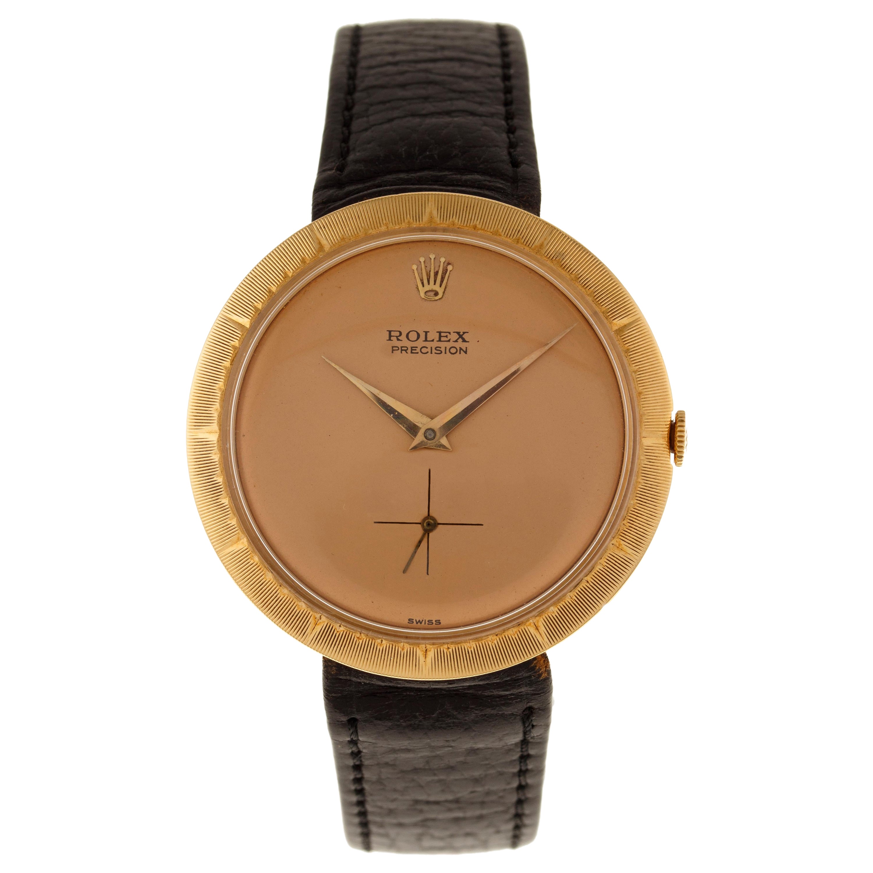 Rolex Wrist Watch “Flying Saucer” Ref. 9522 18 Carat Yellow Gold Rose Dial For Sale