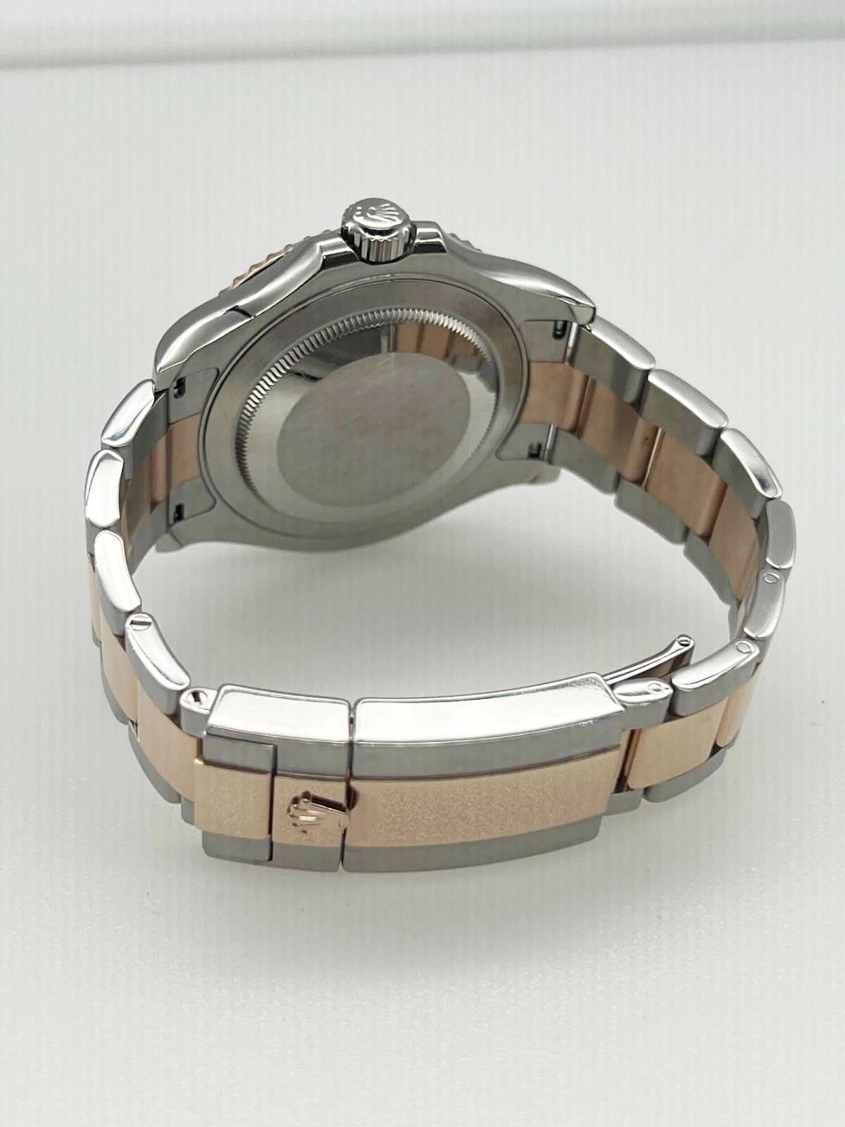 Rolex Yacht Master 116621 Cadran noir Or rose 18K Acier Boîte Papiers en vente 2