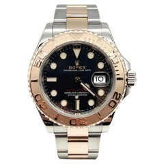 Rolex Yacht Master 116621 Cadran noir Or rose 18K Acier Boîte Papiers