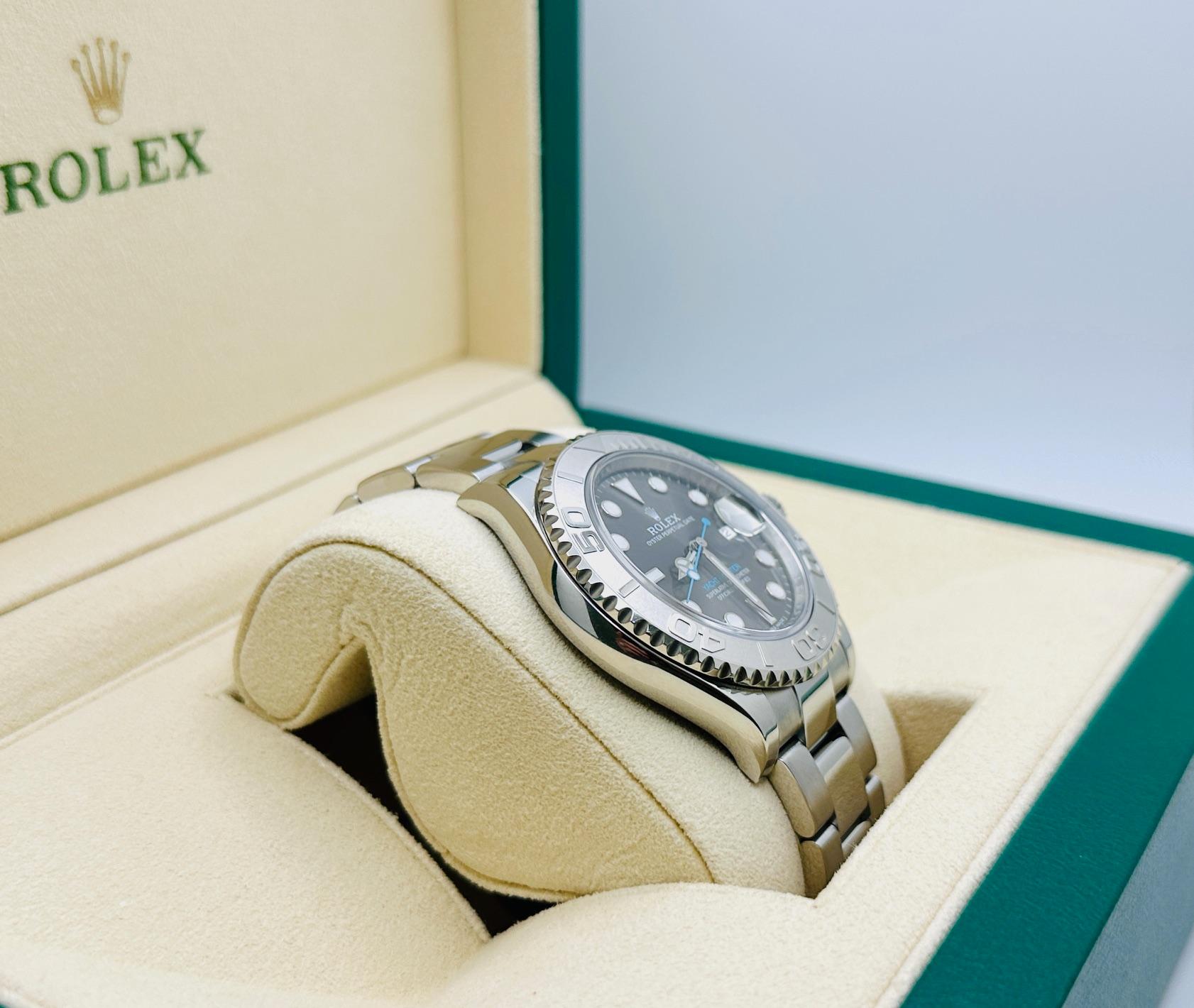 Men's Rolex Yacht Master 116622 40mm Rhodium Dial Platinum Stainless Steel Box Paper For Sale