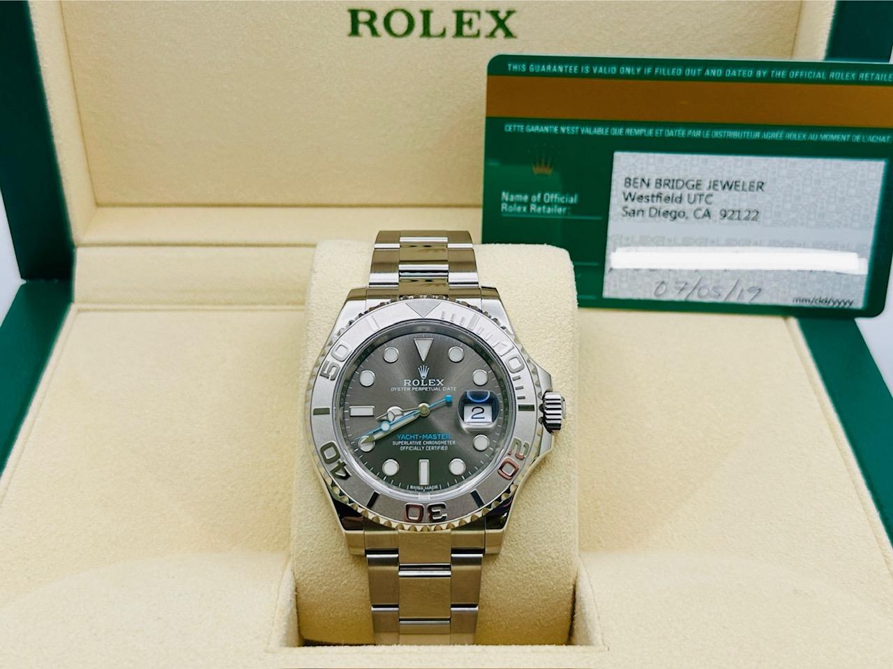 Rolex Yacht Master 116622 40mm Rhodium Dial Platinum Stainless Steel Box Paper For Sale 1