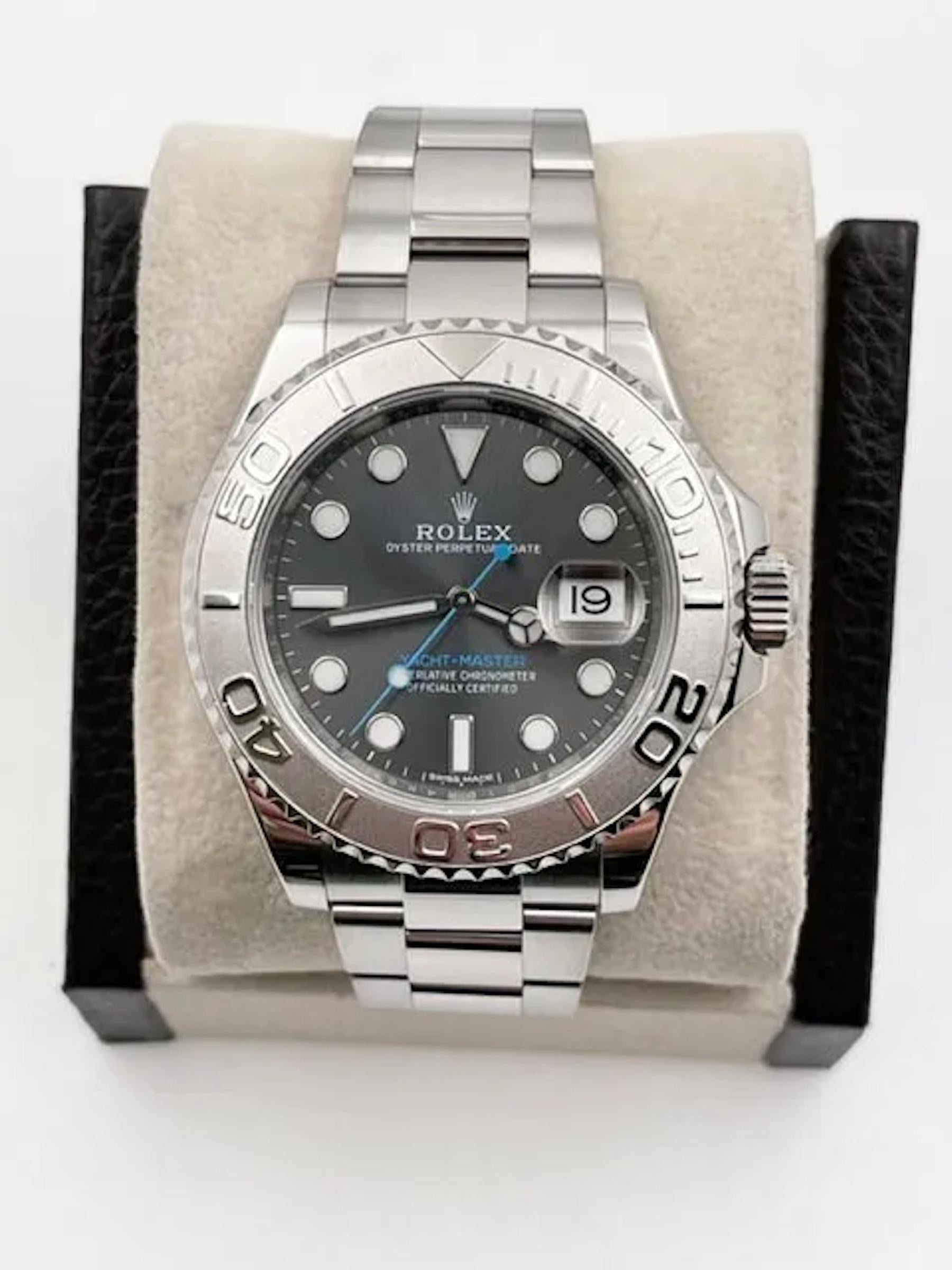Rolex Yacht Master 116622 40mm Quadrante rodio Acciaio Platino Scatola Carta 2018 in vendita 3