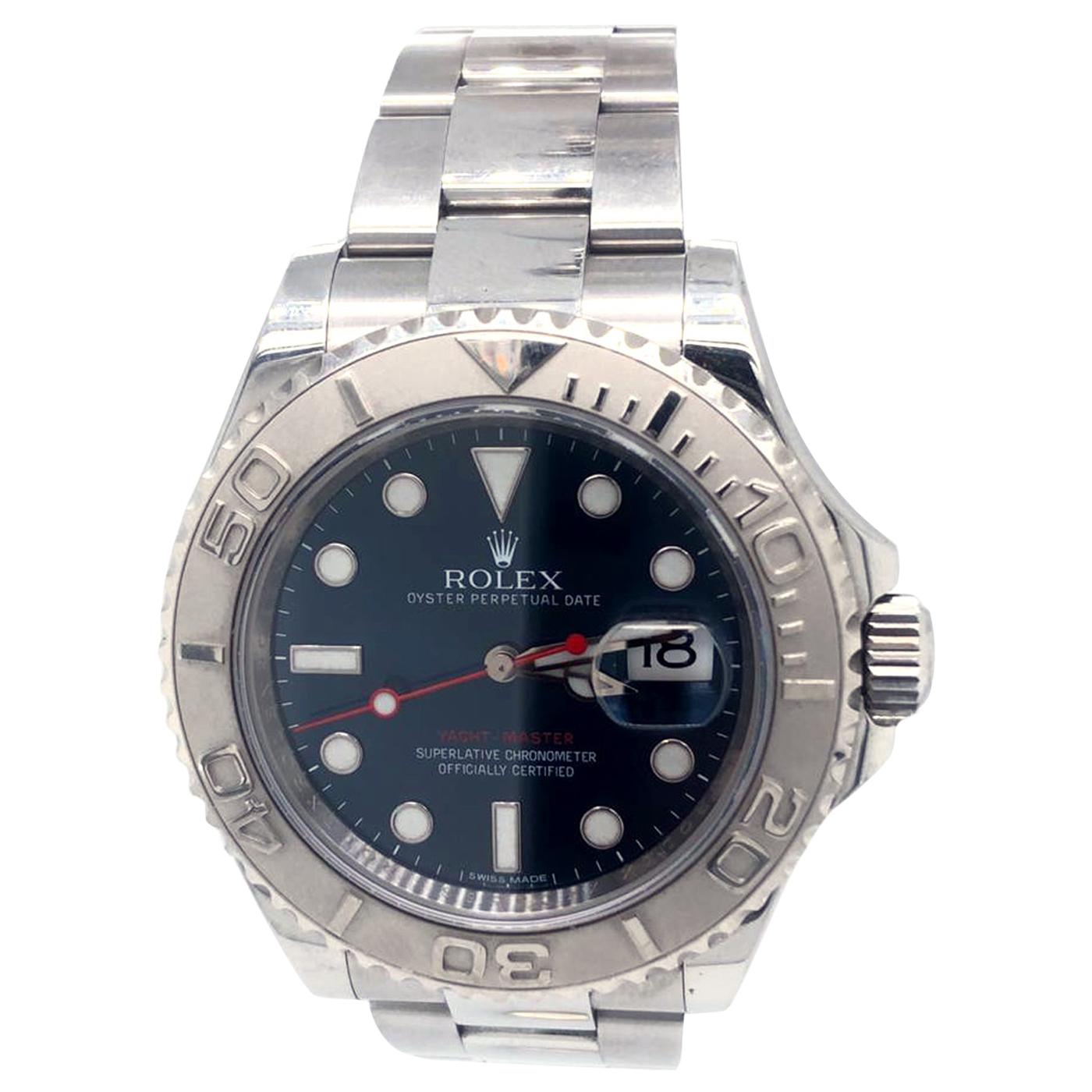 Rolex Yacht-Master 116622 Blue Dial Steel Platinum Bezel Men's Watch Papers Box
