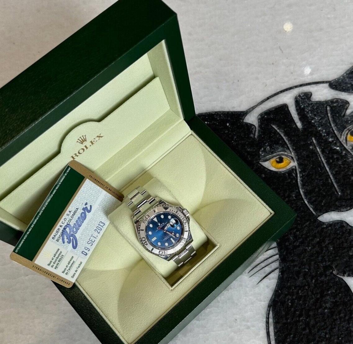 Modern Rolex Yacht- Master 116622 Blue Dial Steel Watch For Sale