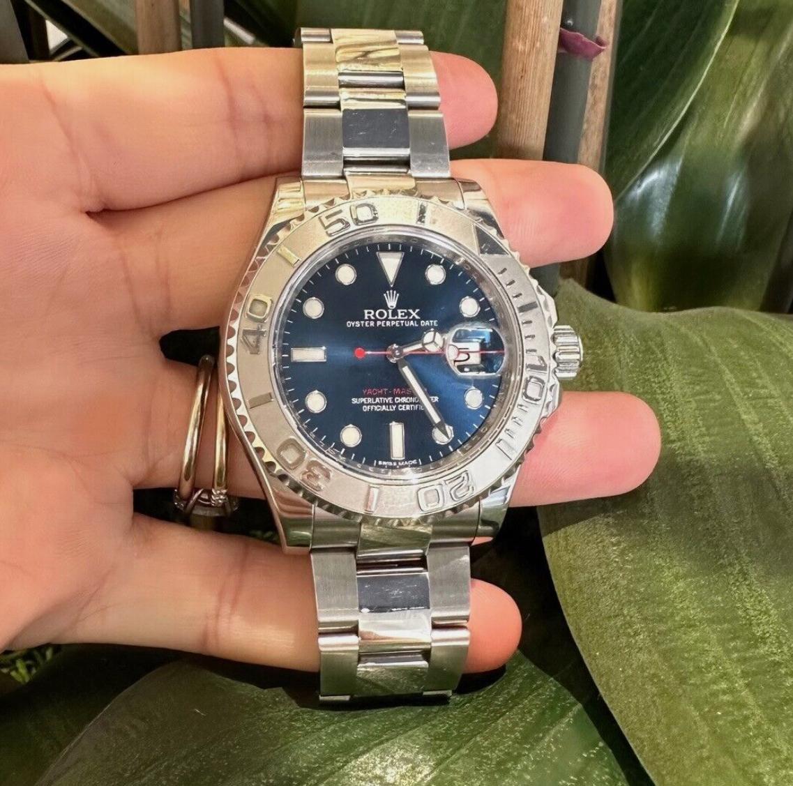 Rolex Yacht- Master 116622 Blue Dial Steel Watch In Excellent Condition For Sale In Miami, FL