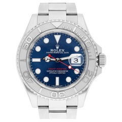 Used Rolex Yacht-Master 116622 Silver Oyster Bracelet with Blue Dial Red Hand