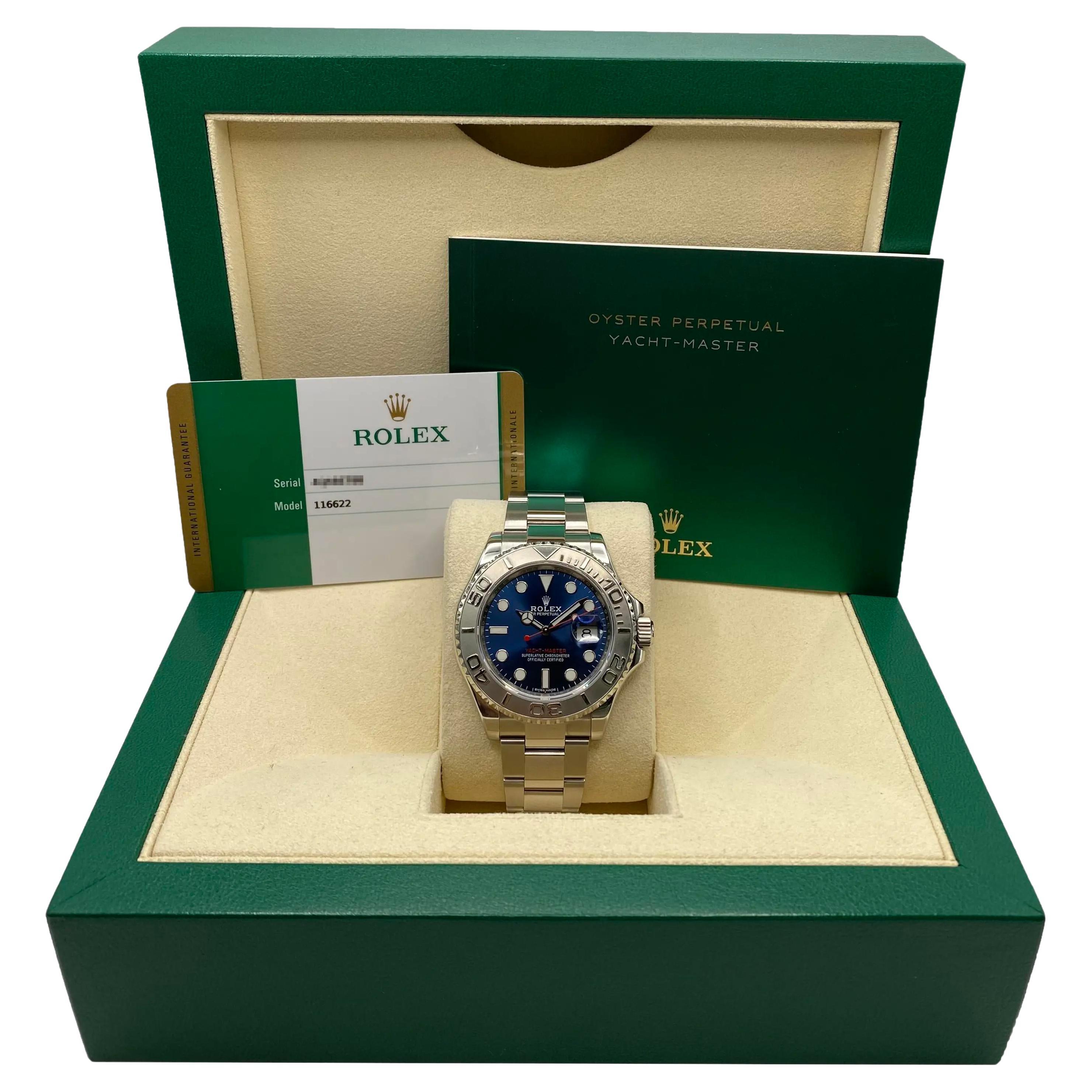 Rolex Yacht-Master 116622 Acero 40mm Esfera Azul Reloj Automático Caja Papeles