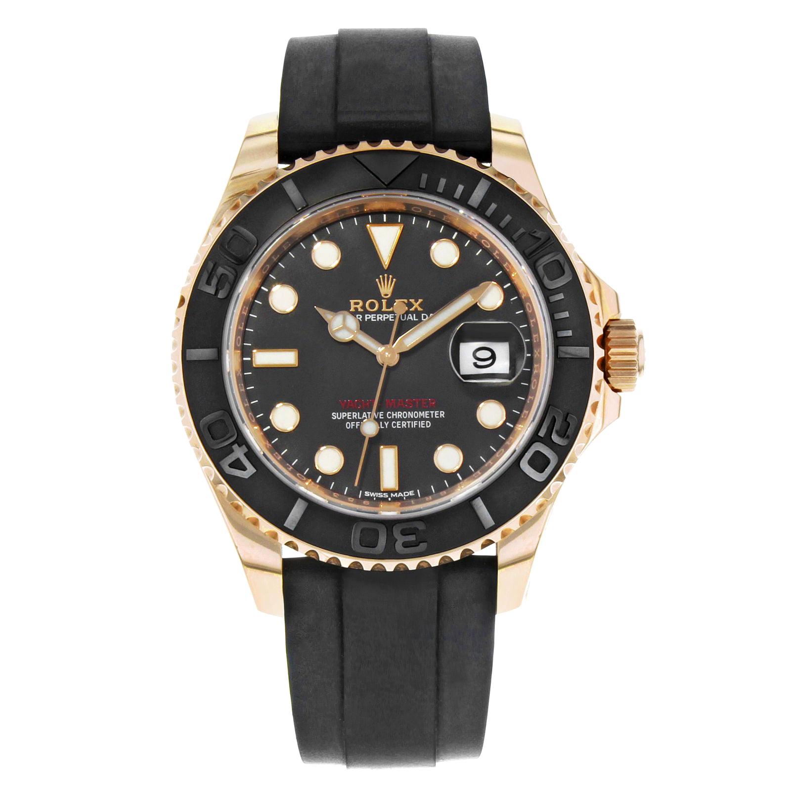 Rolex Yacht-Master 116655 Black Dial 18 Karat Rose Gold Automatic Men's Watch