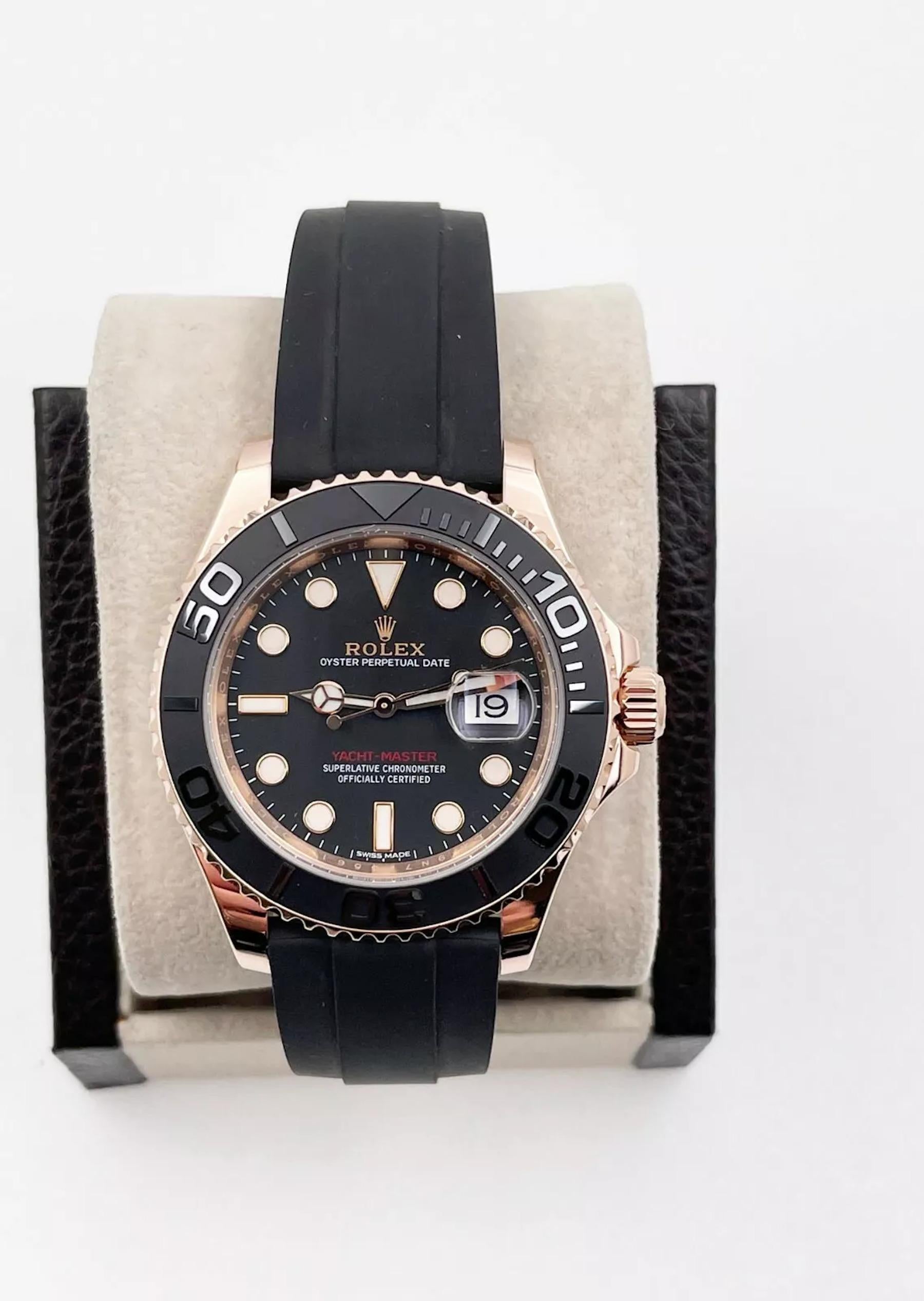 Rolex Yacht Master 116655 Oysterflex Negro Oro rosa 18K Caja Papel 2018 en Excelente Estado en San Diego, CA