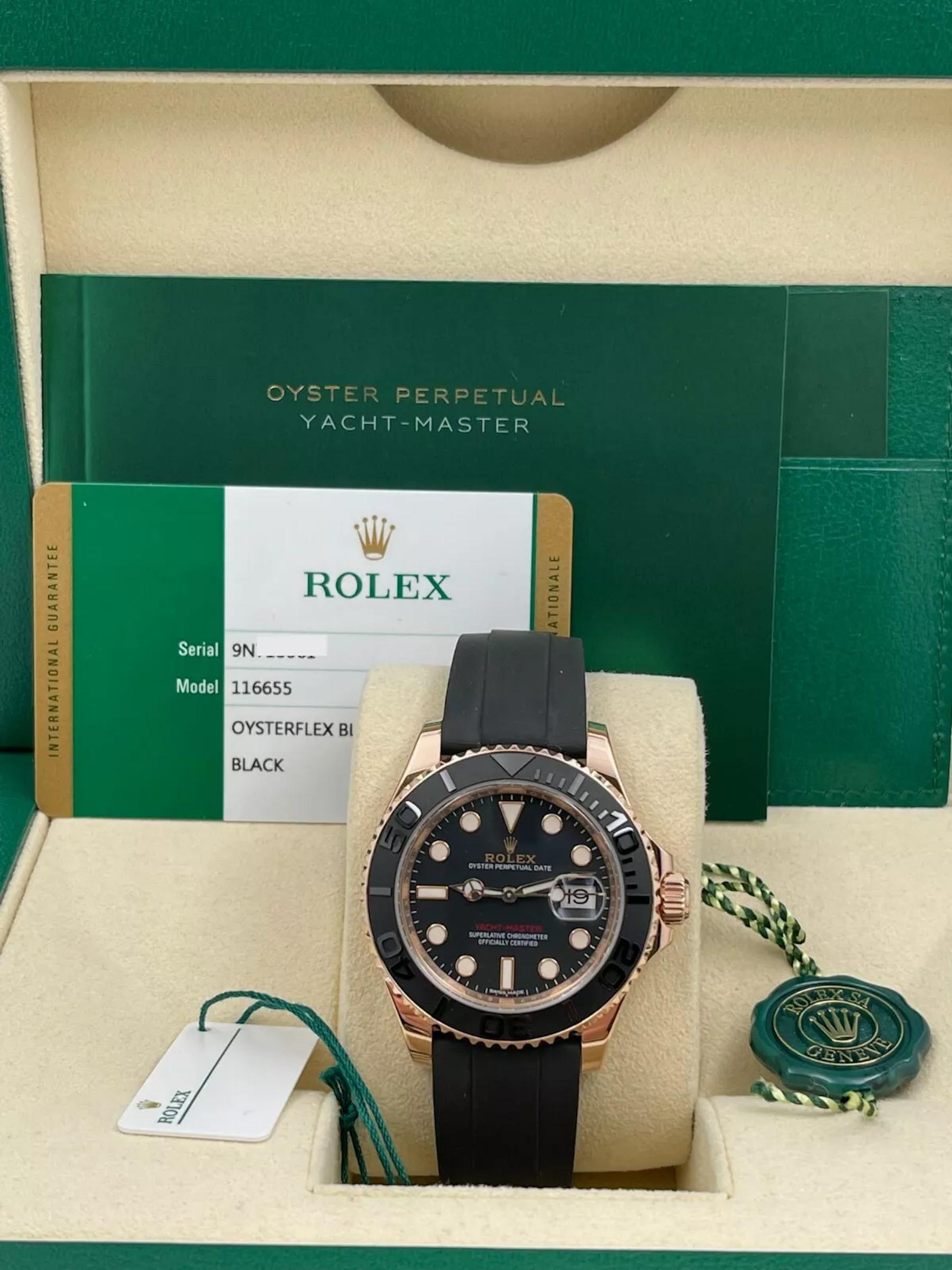 Rolex Yacht Master 116655 Oysterflex Negro Oro rosa 18K Caja Papel 2018 5