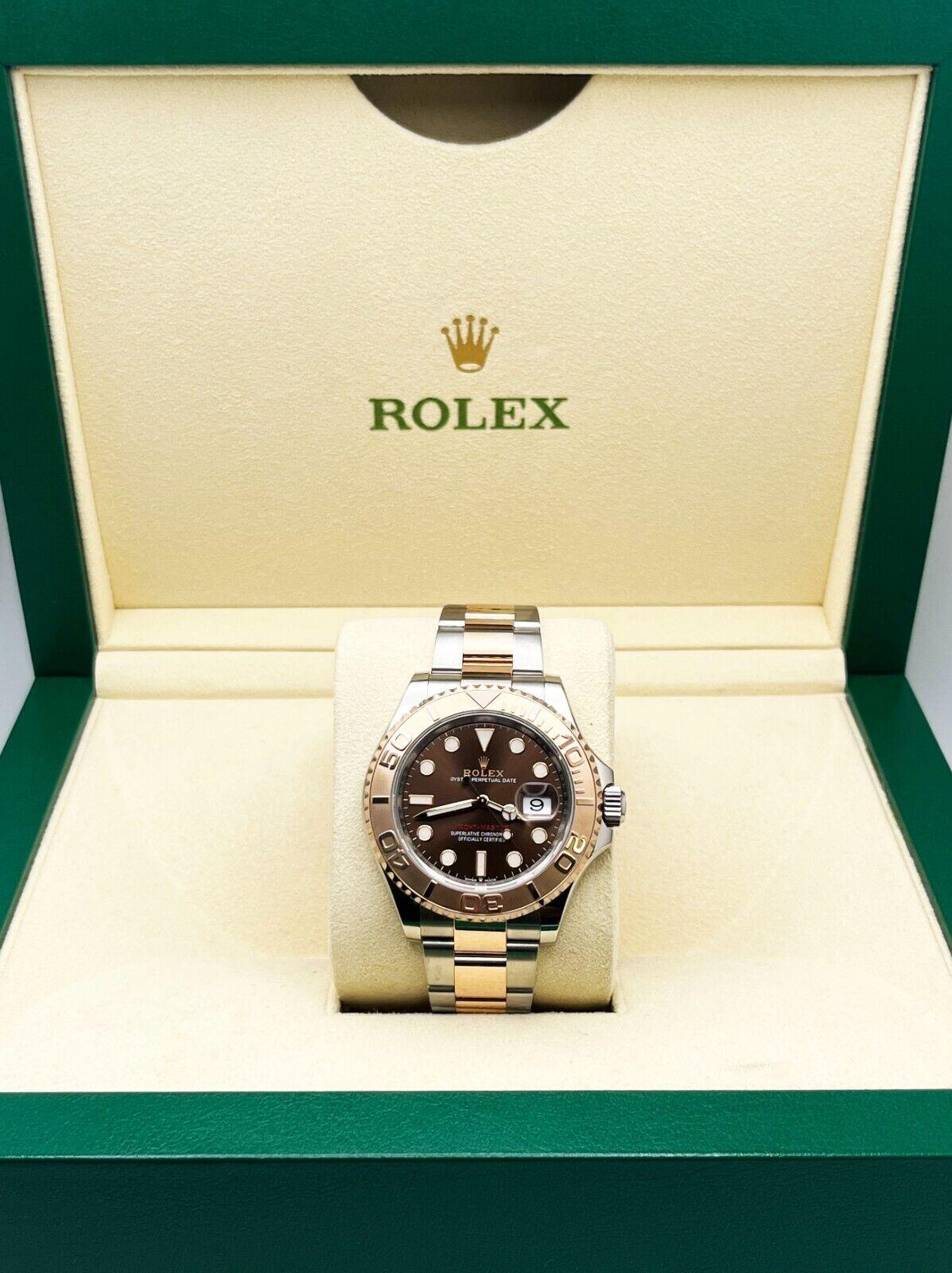 Rolex Yacht Master 126621 Chocolate Dial 18K Rose Gold Stainless Box Paper 2021 In Excellent Condition For Sale In San Diego, CA